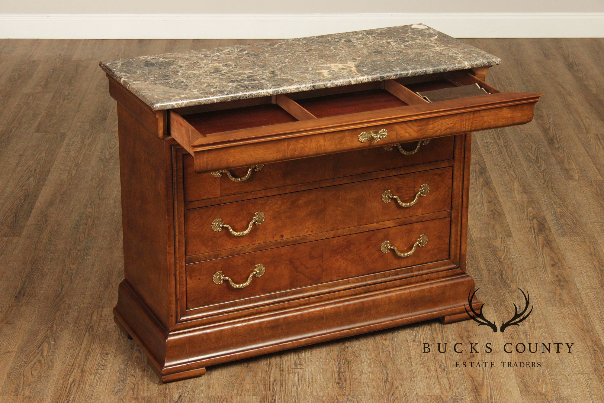 Henredon 'Charles X' Pair of Marble Top Chests