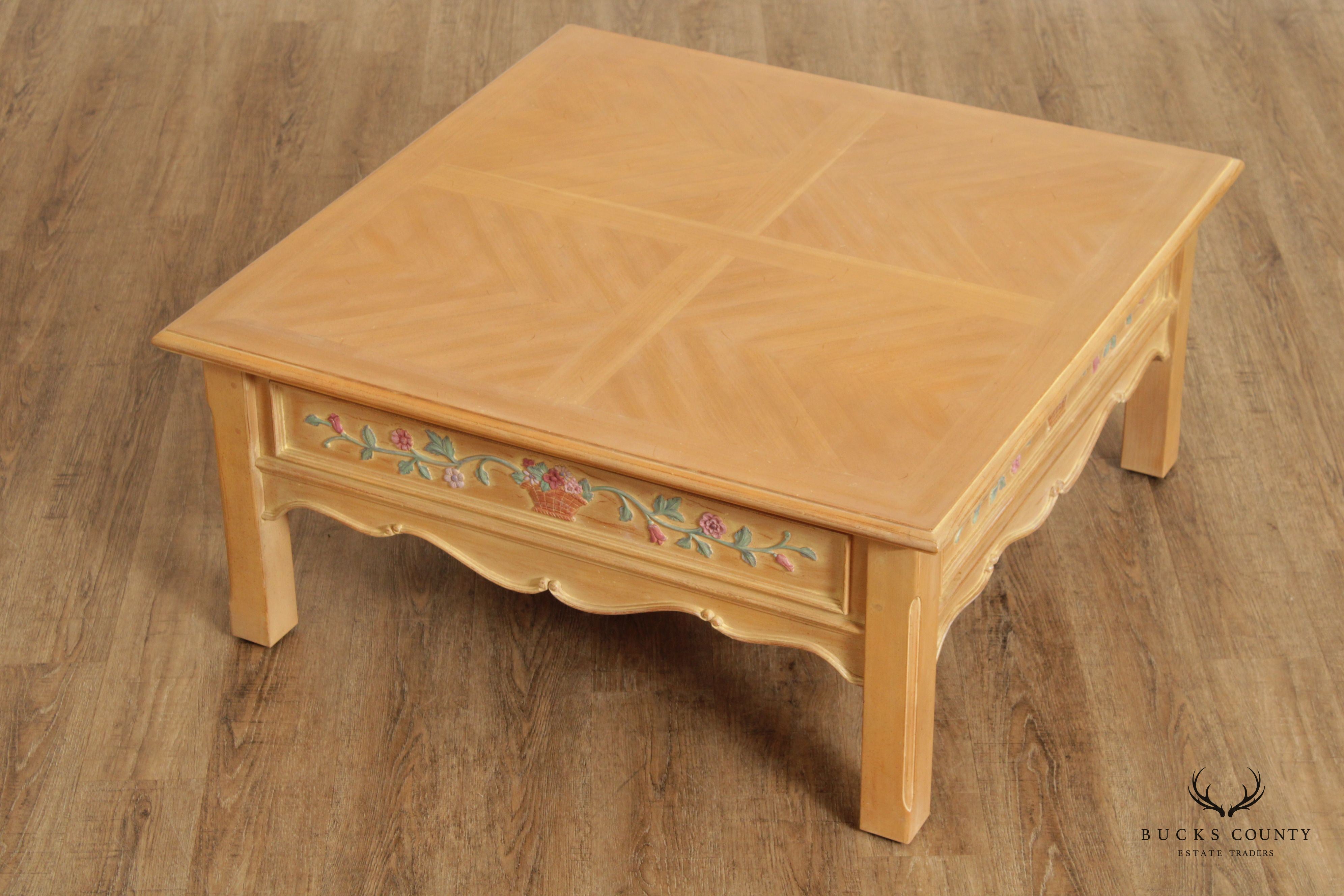 The Guild Hall French Country Style Carved and Painted Coffee Table