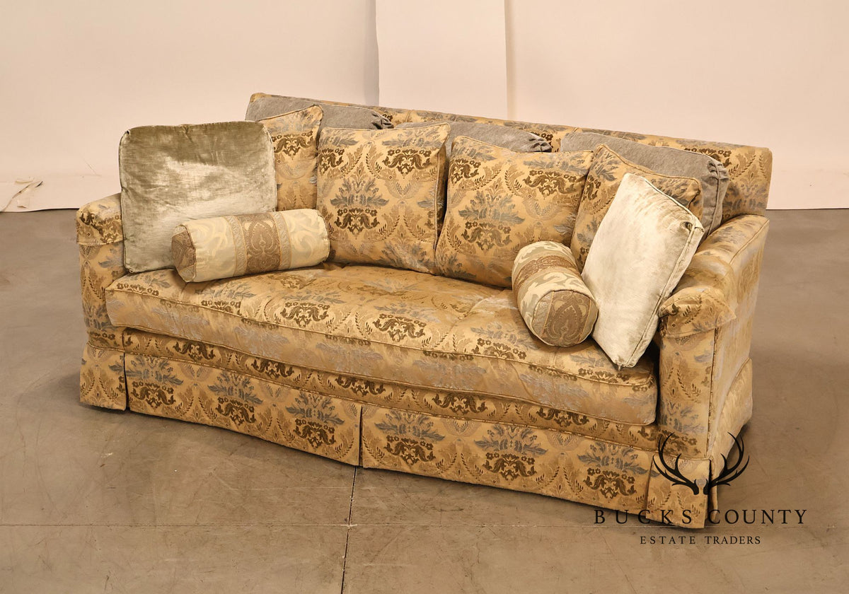 Century Furniture Damask Upholstered Sofa With Coordinating Pillows