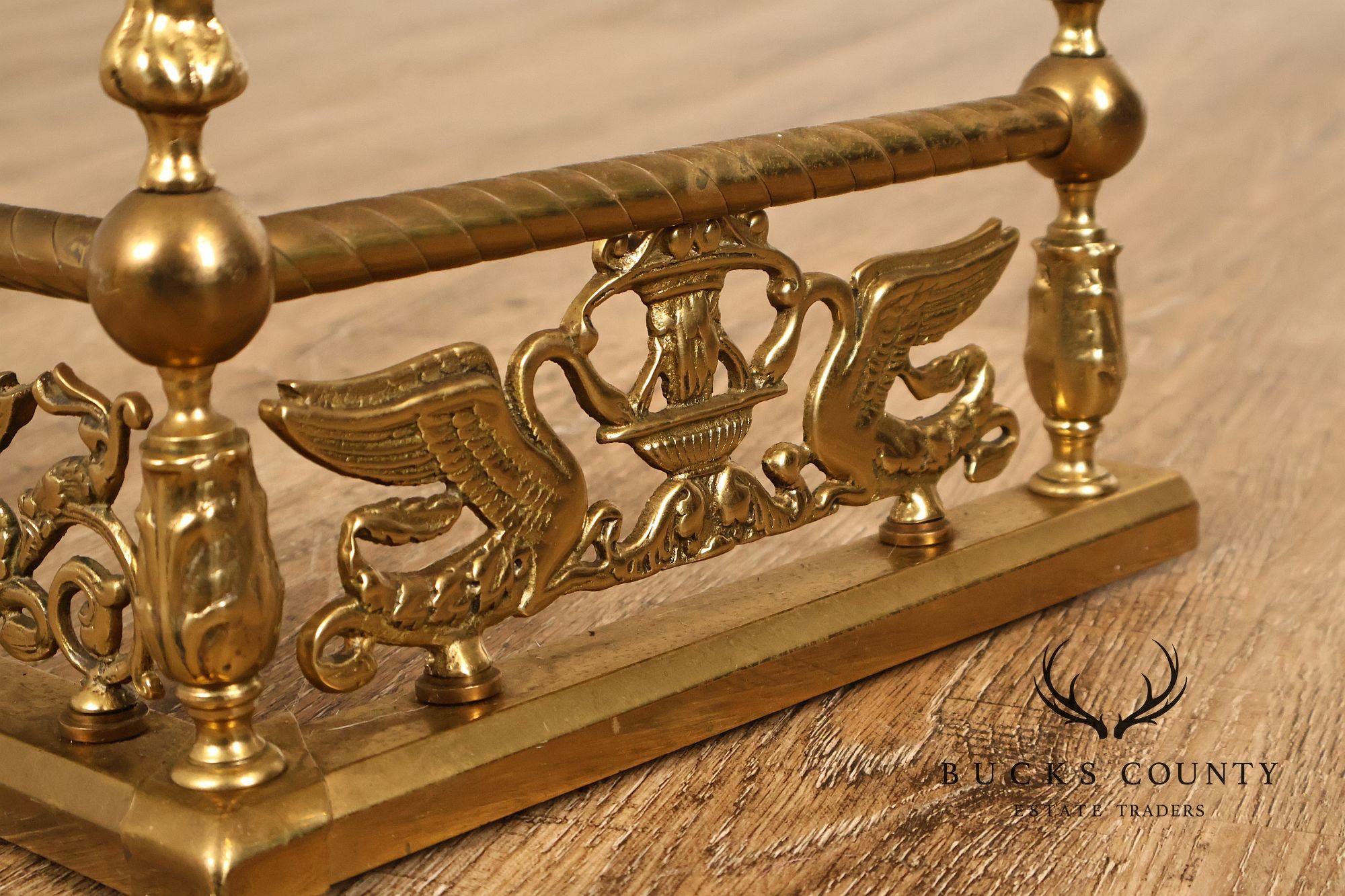 Neoclassical Style Brass Fireplace Fender