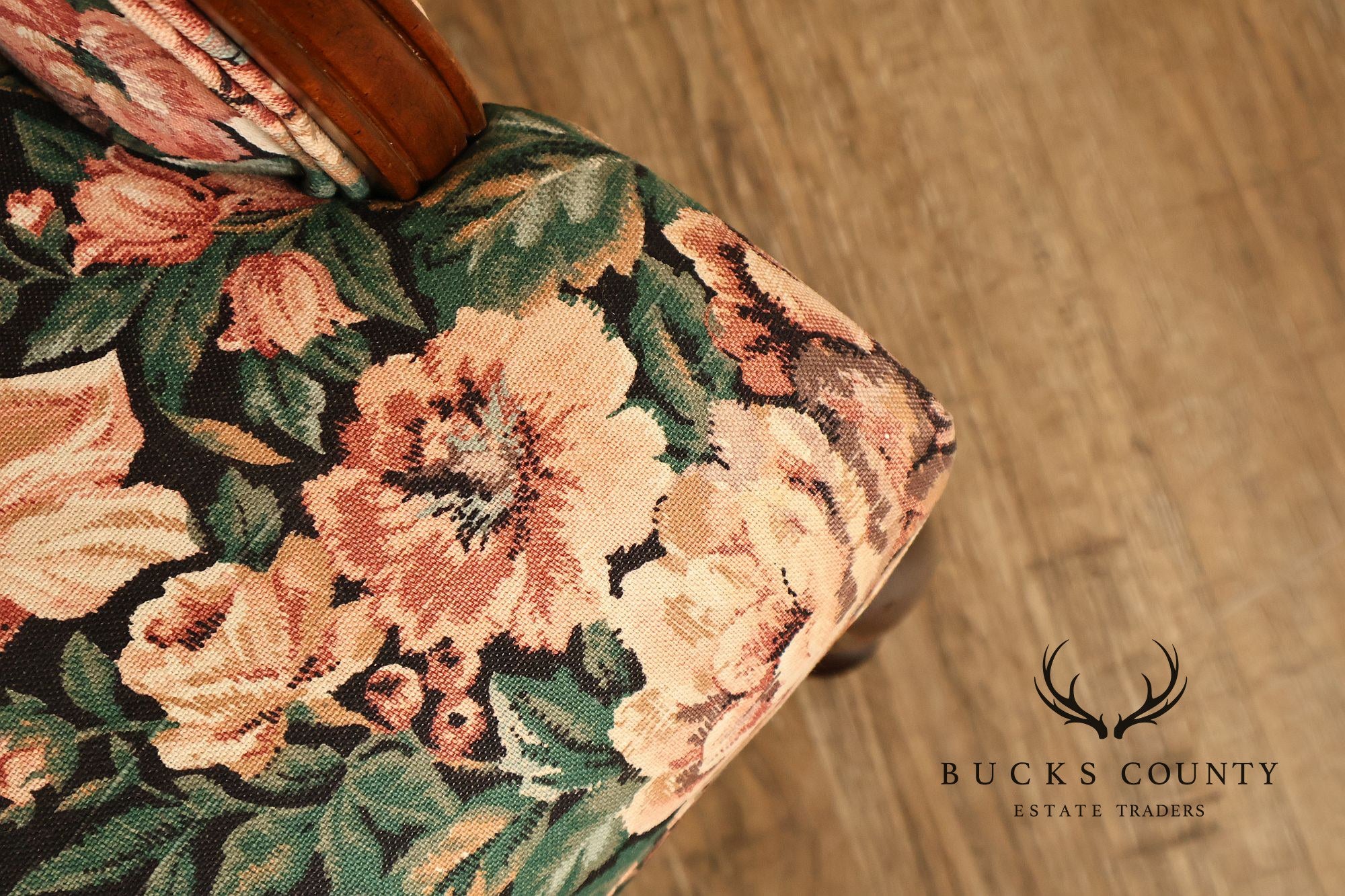 Queen Anne Style Vintage Channel Back Armchair
