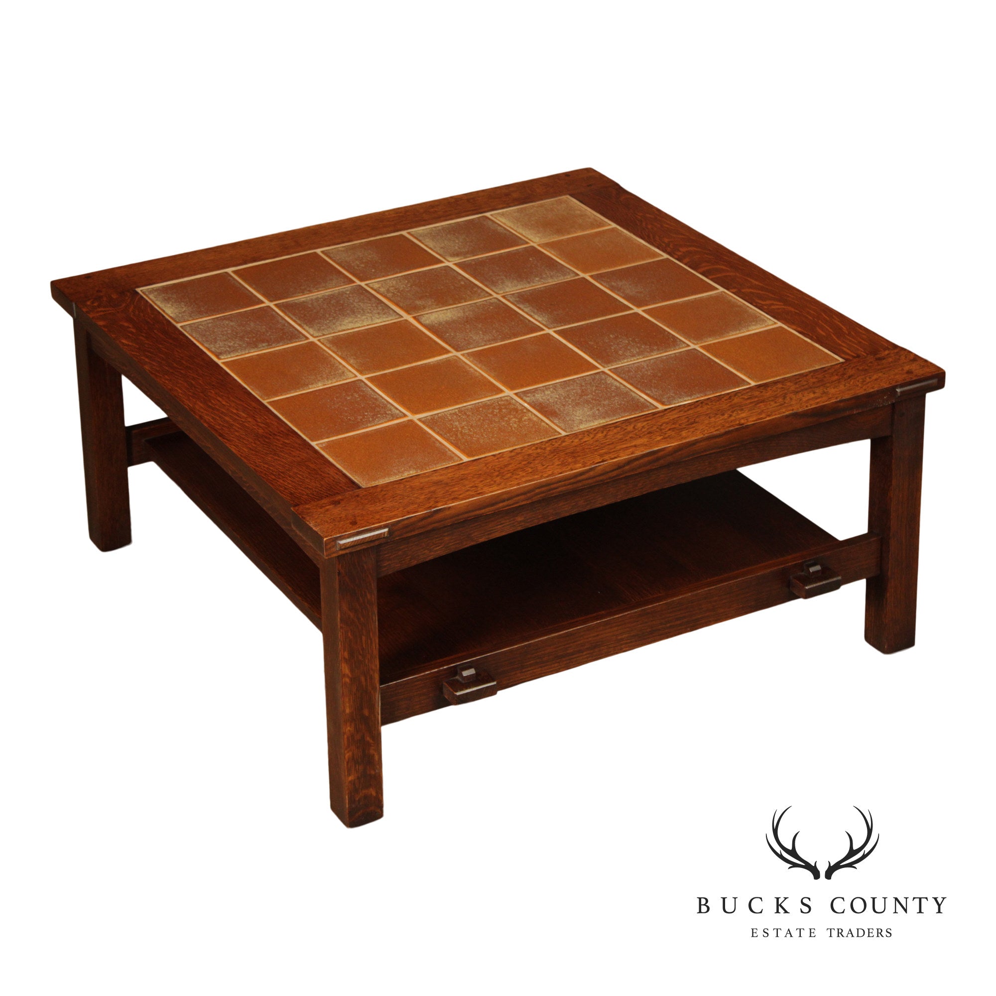 Stickley Mission Collection Oak Tile Top Coffee Table