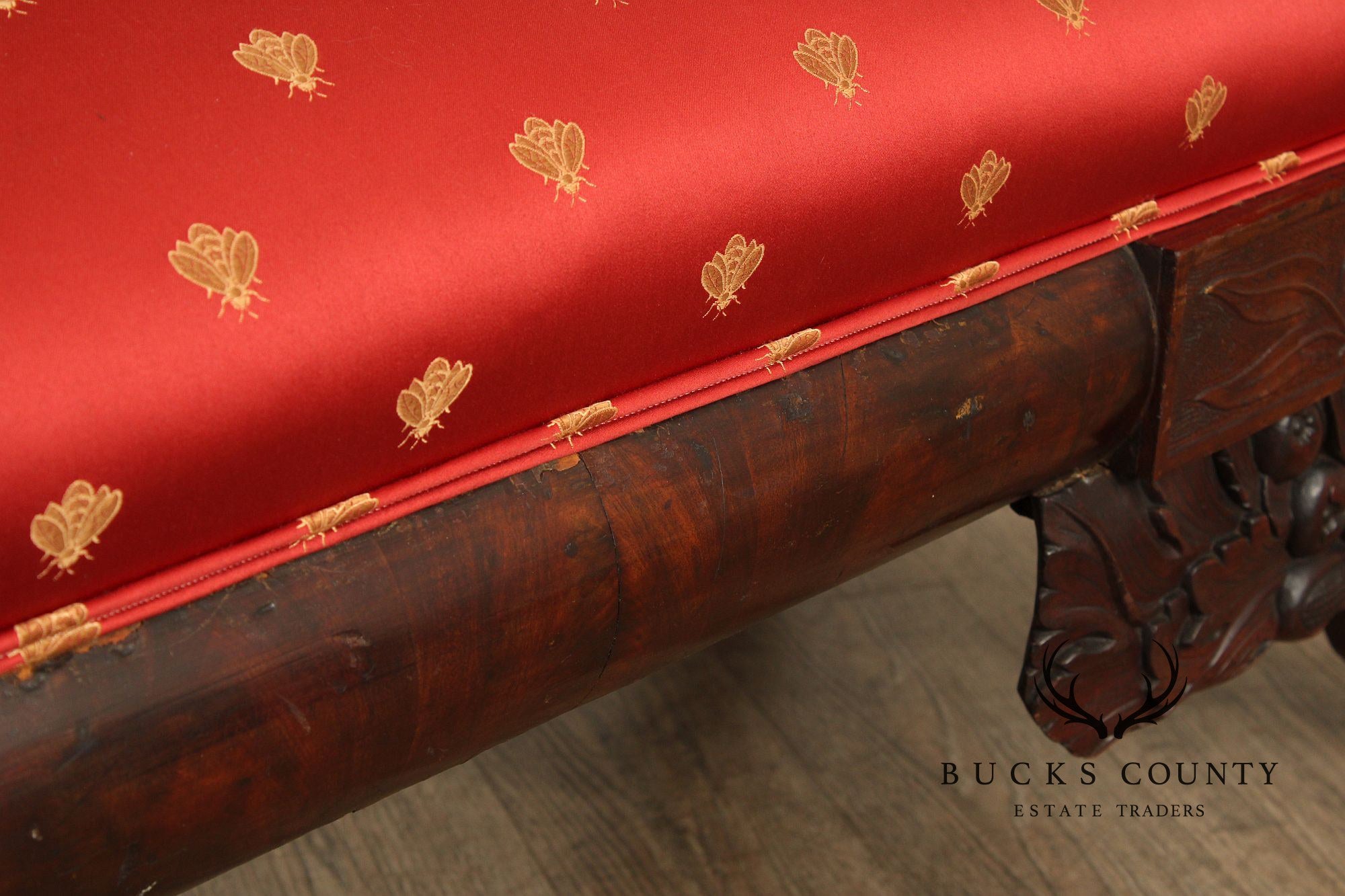 Antique American Classical Empire Carved Mahogany Sofa
