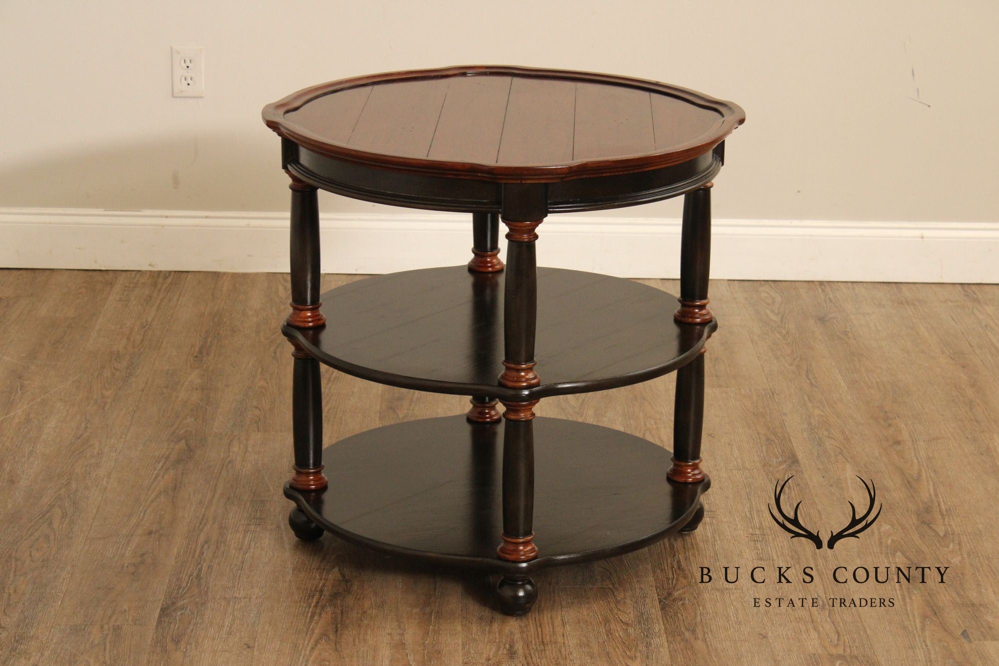 Hekman Round Two-Tone Three-Tier Library Side Table