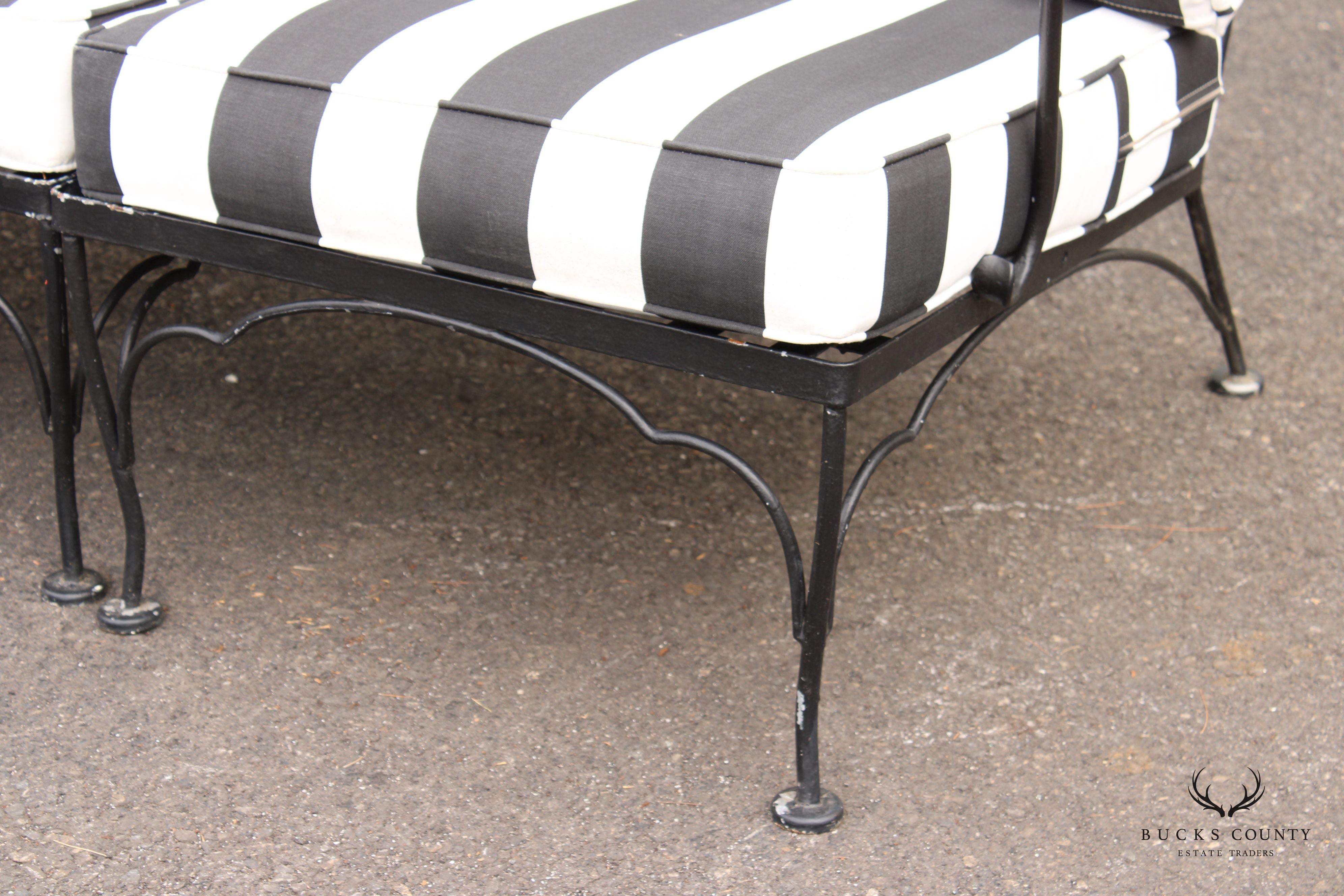 Vintage Wrought Iron Three-Piece Outdoor Garden Sofa