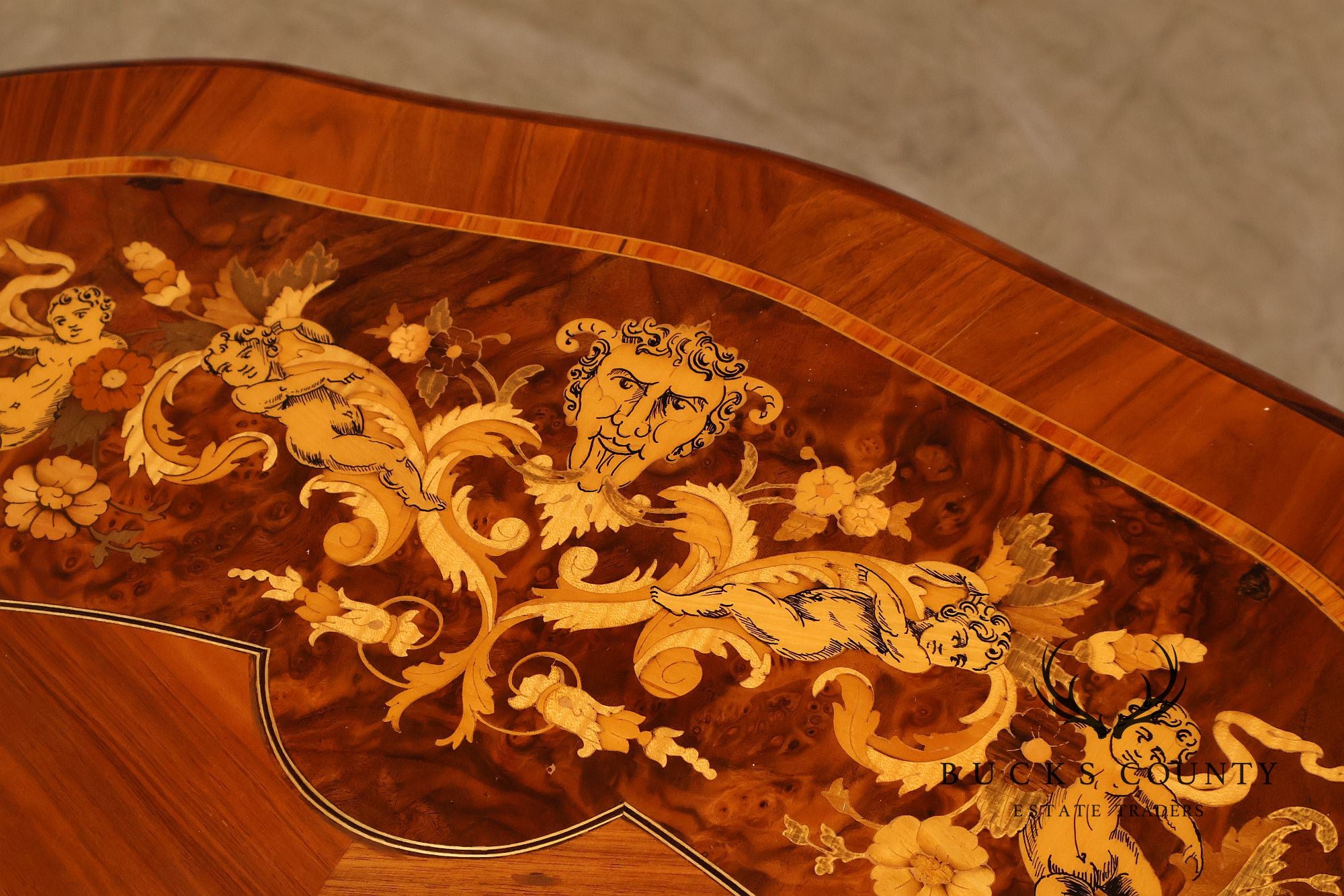 Italian Baroque Style Marquetry Inlaid Center Table