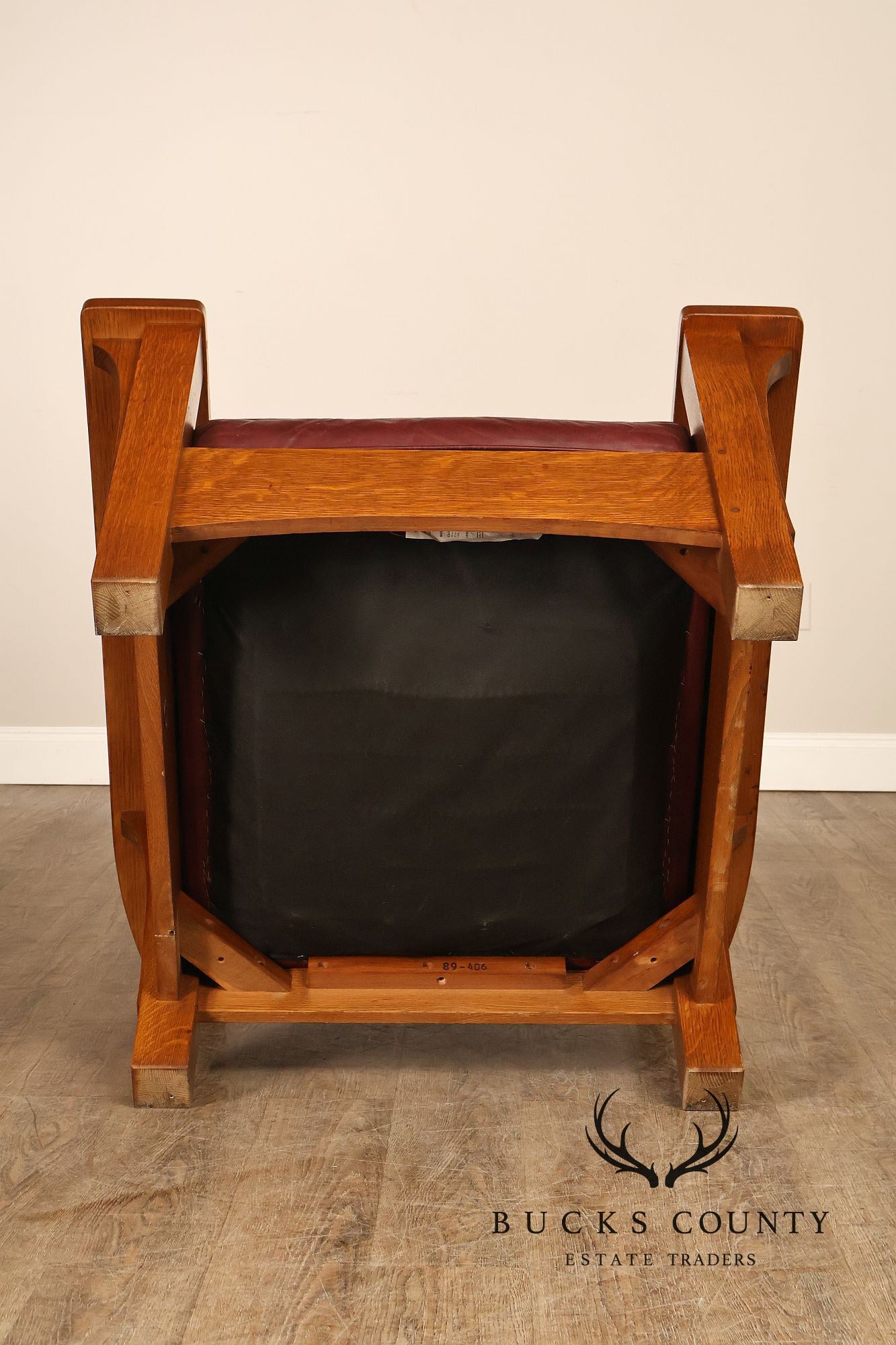 Stickley Mission Collection Oak And Leather Bow Arm Morris Chair