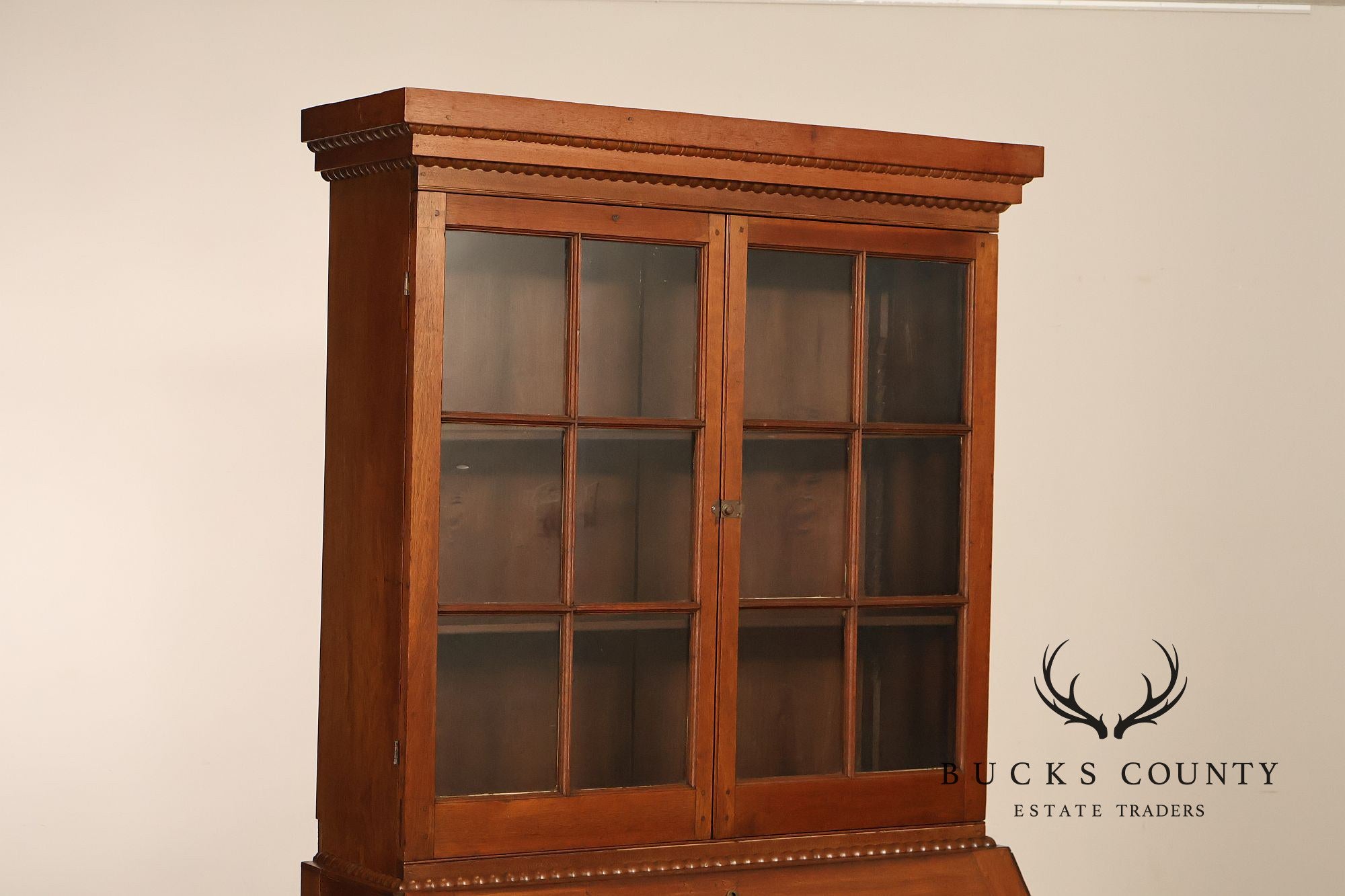 Antique American Sheraton Walnut Secretary Bookcase