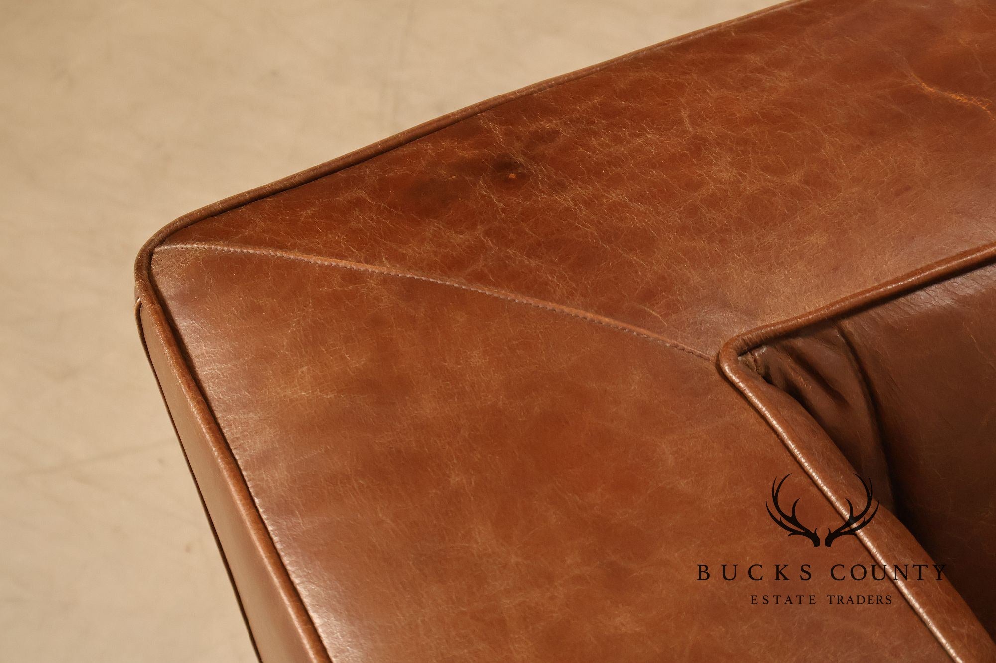 Art Deco Style Brown Leather Sofa