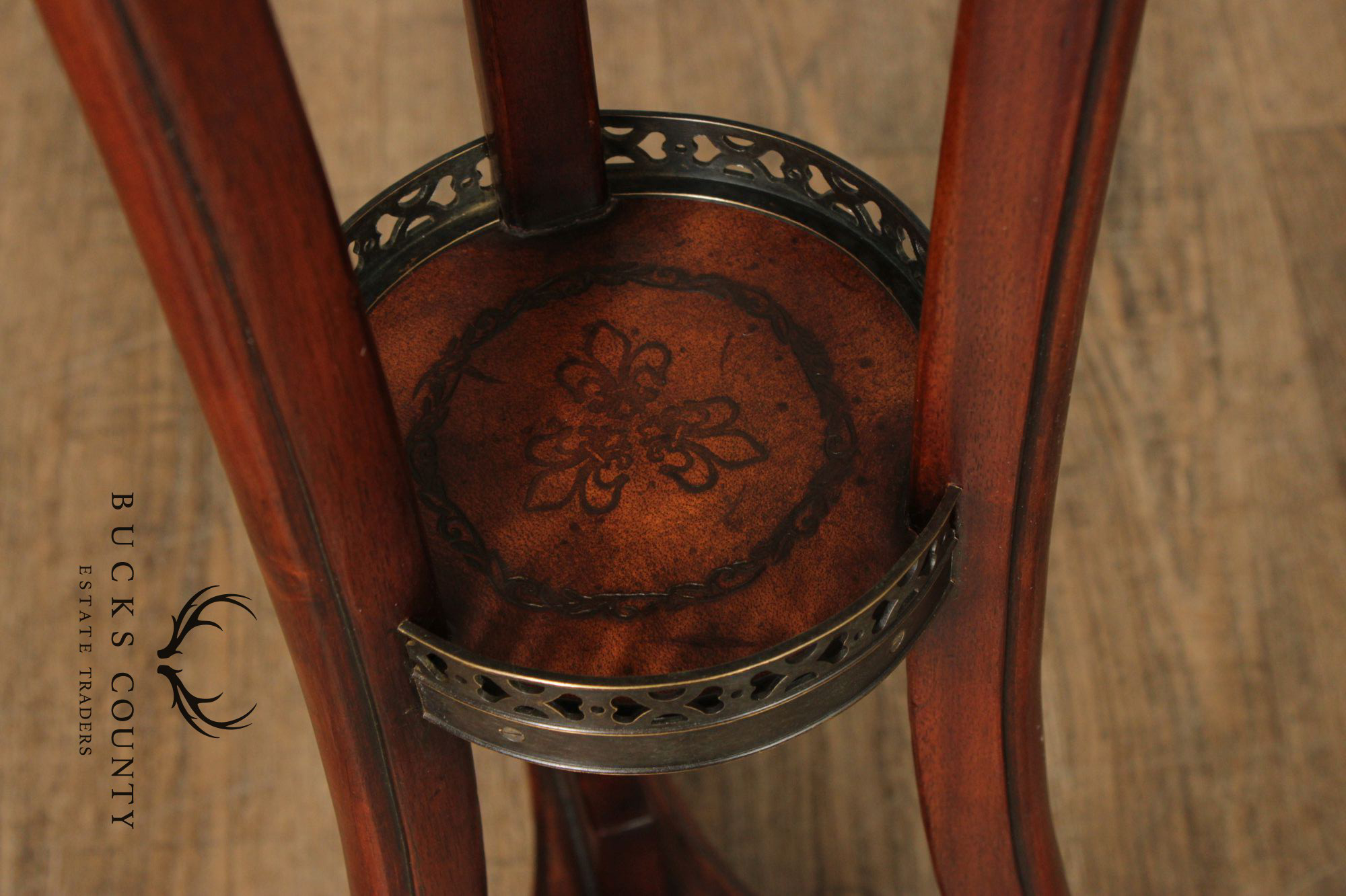 Theodore Alexander Pair of Two-Tier Leather Pedestals