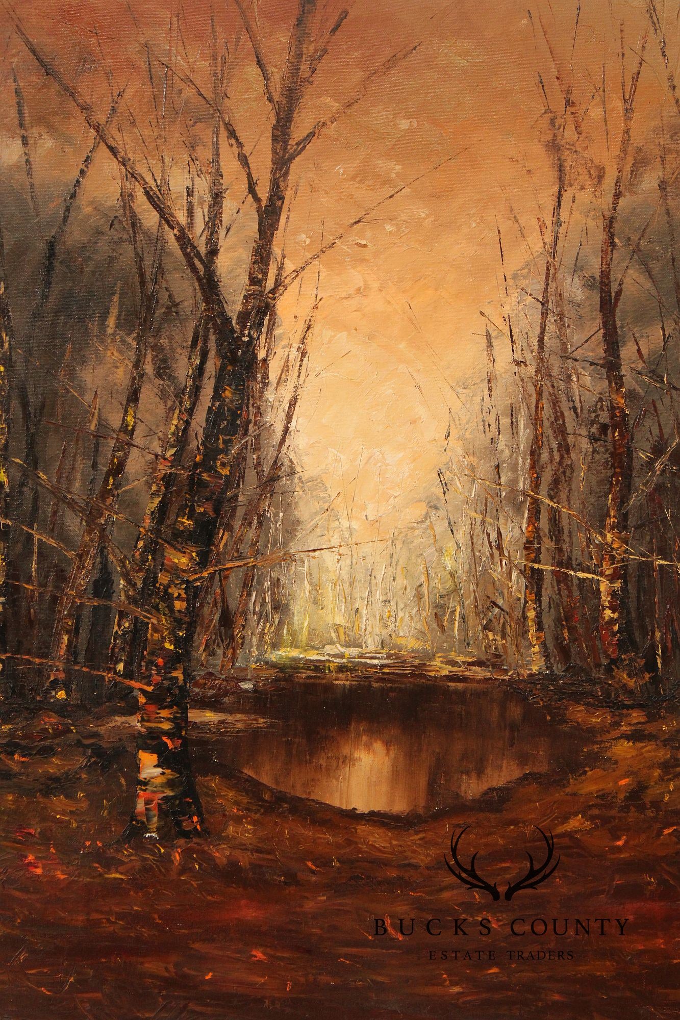 J. Sands Oil Painting, Winter Sunset