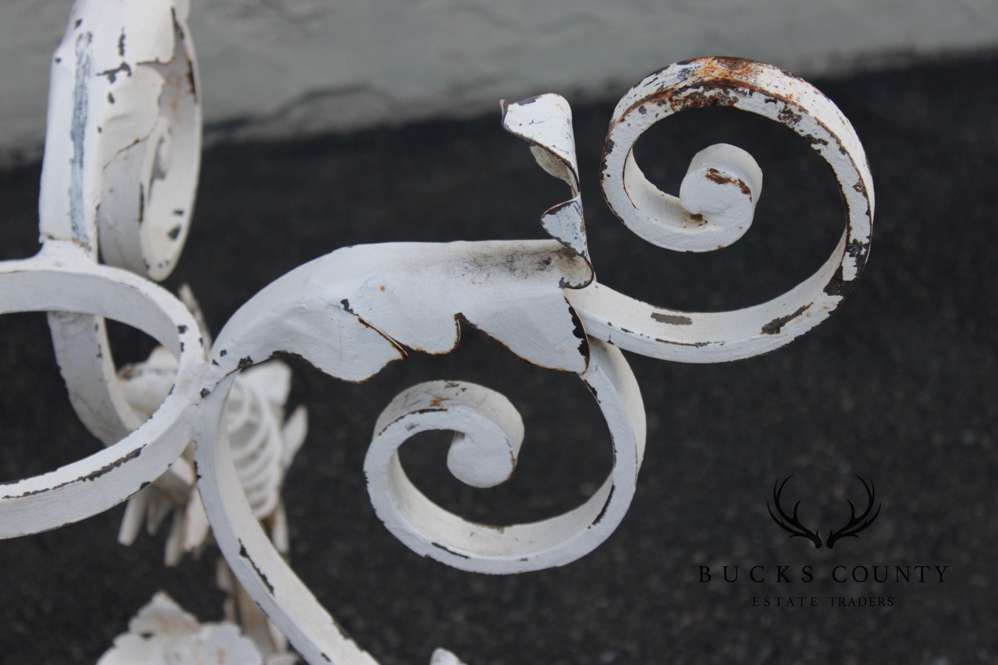 Vintage Italian Style Painted Wrought Iron Garden Plant Stand or Table Base