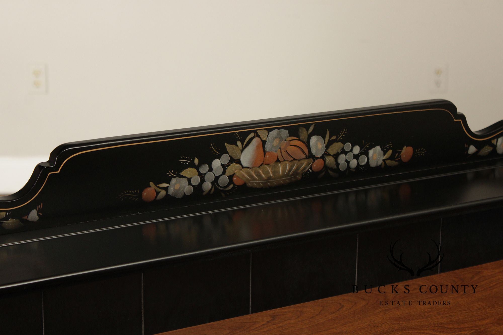 Ethan Allen Hitchcock Style Hand Painted Black Lacquer Dry Sink