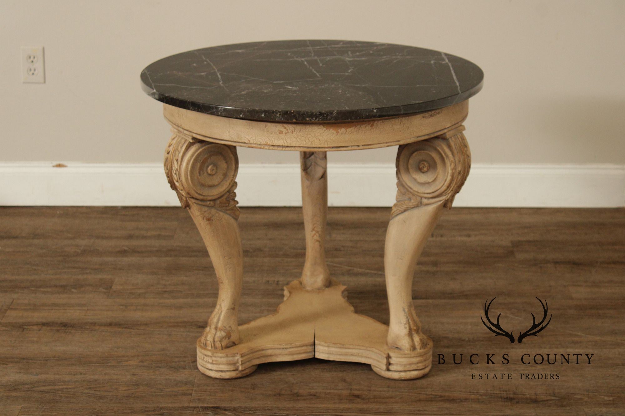 Italian Neoclassical Style Round Marble Top Side Table