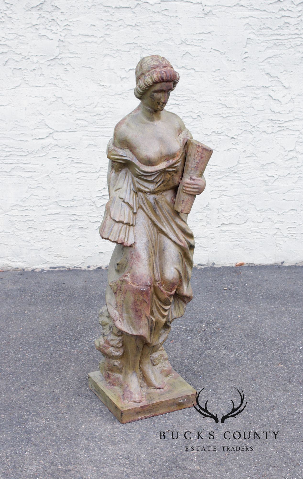 Vintage Cast Iron Garden Statue of a Lady