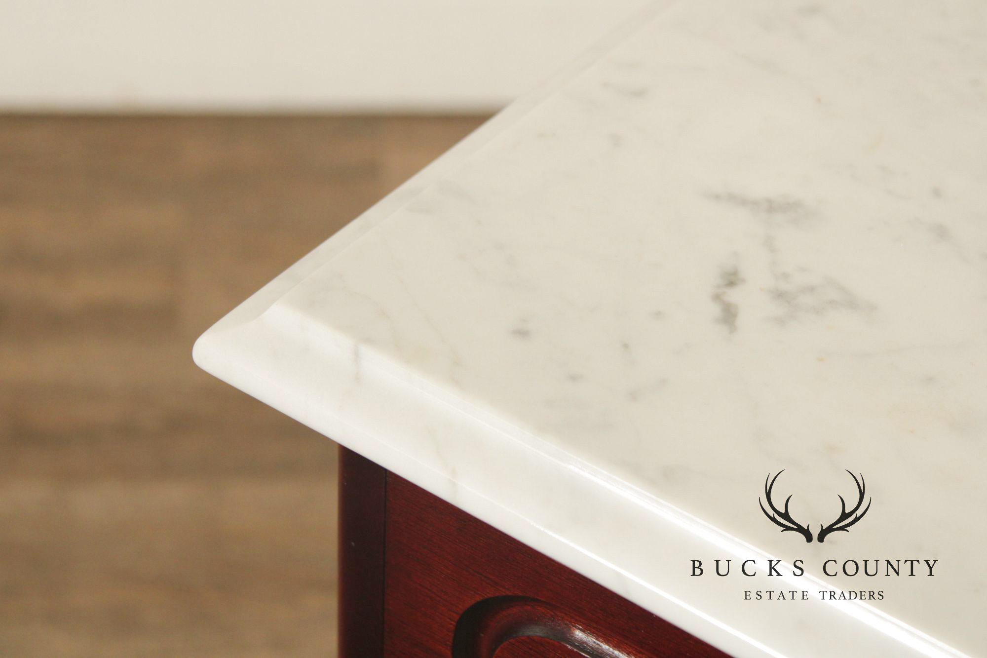 Victorian Style Marble Top Mahogany Side Table