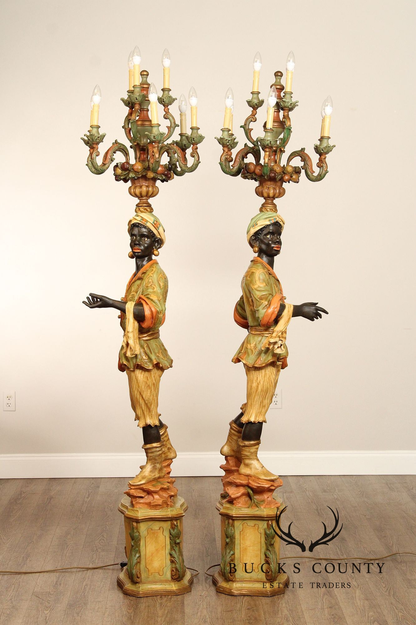 Vintage Pair Of Blackmoor Torchiere Floor Lamps