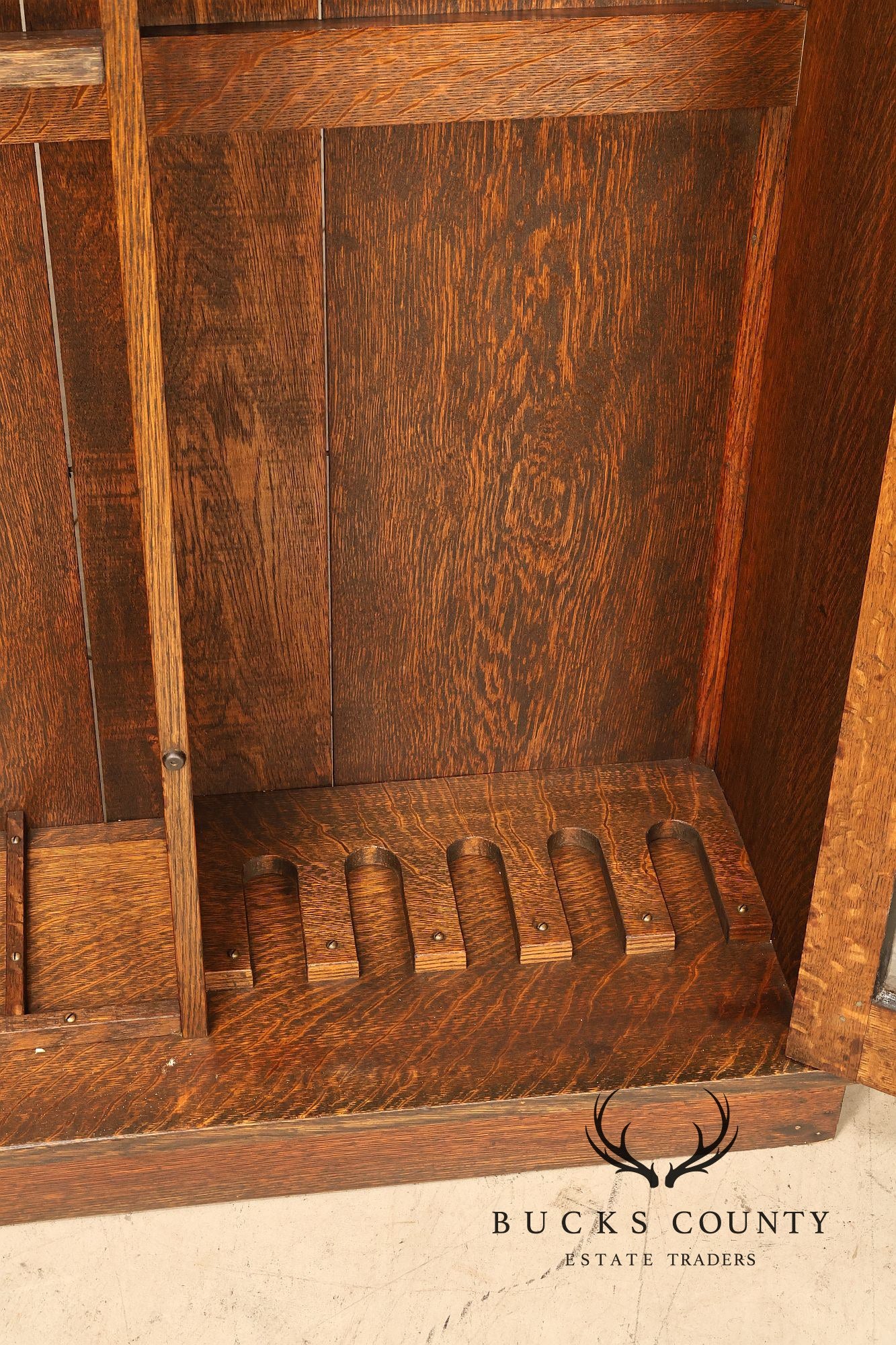 Antique Arts And Crafts Oak Two-Door Gun Cabinet