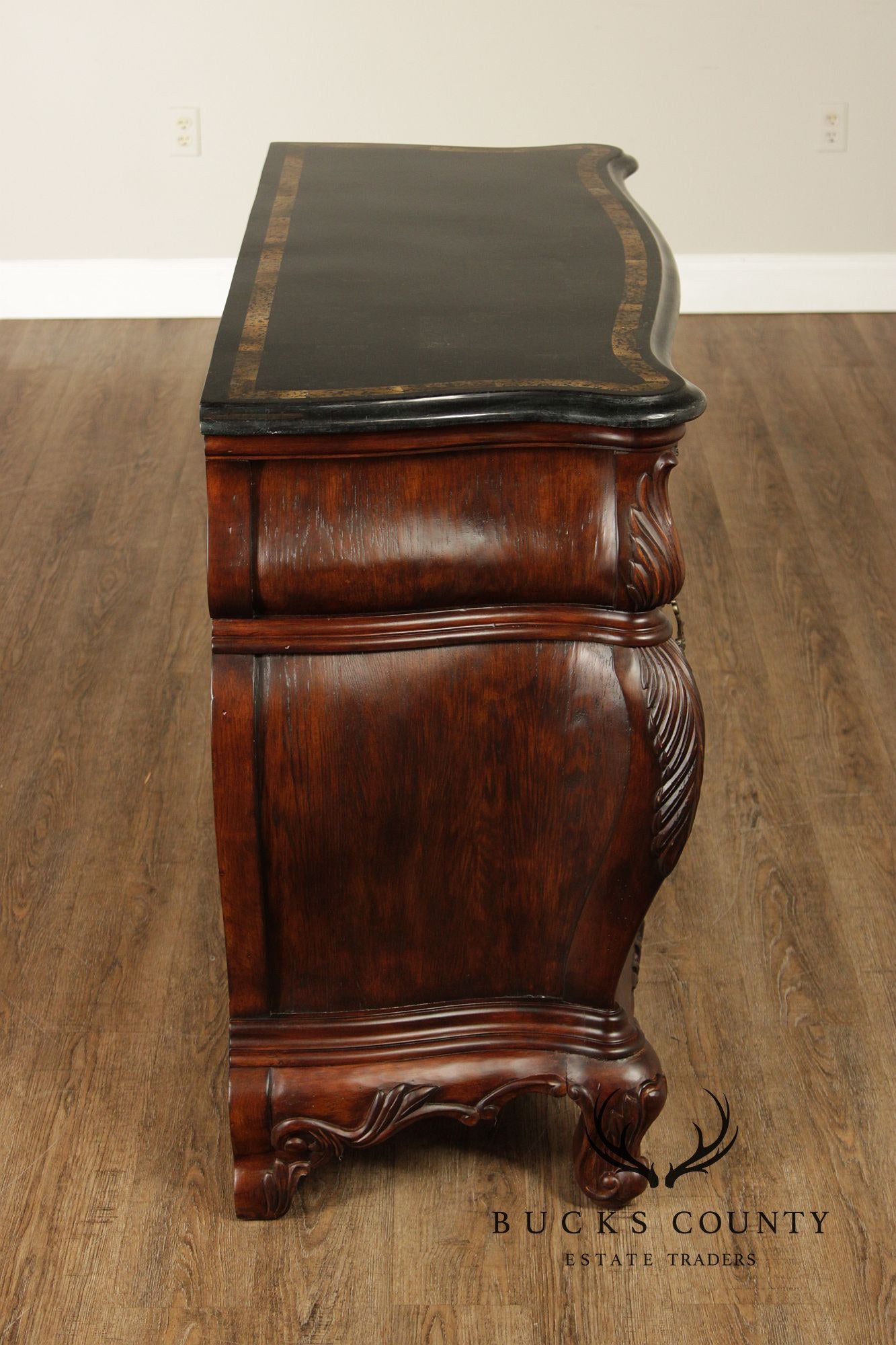 Hooker Furniture 'Seven Seas' Rococo Style Bombe Marble Top Chest of Drawers