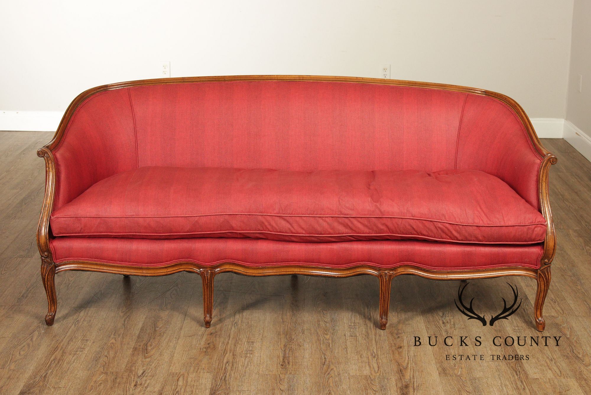 French Louis XV Style Walnut Upholstered Sofa