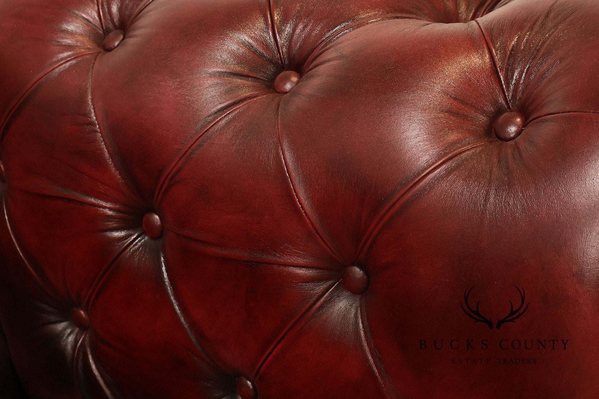 Chesterfield Style 7 Foot Oxford Red Tufted Leather Sofa