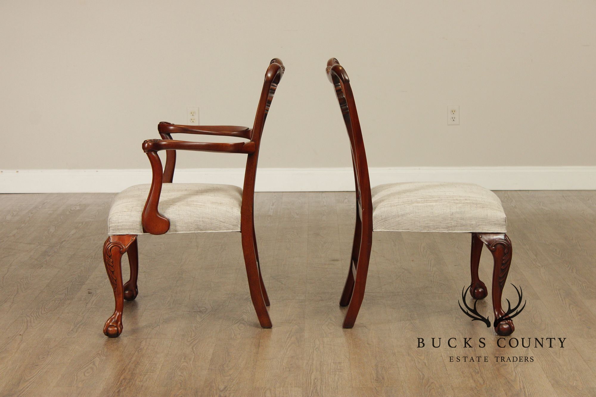 Chippendale Style Quality Set Of Eight Solid Mahogany Dining Chairs