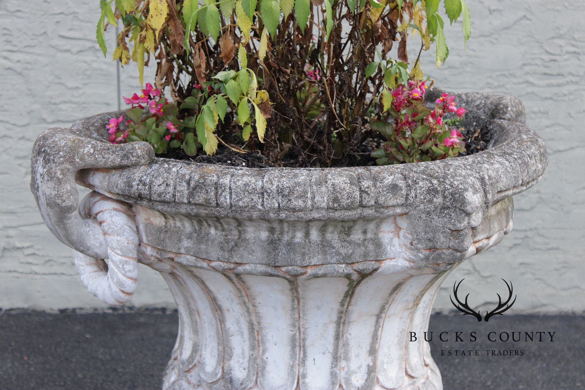 Classical Style Pair of Cast Stone Garden Urns