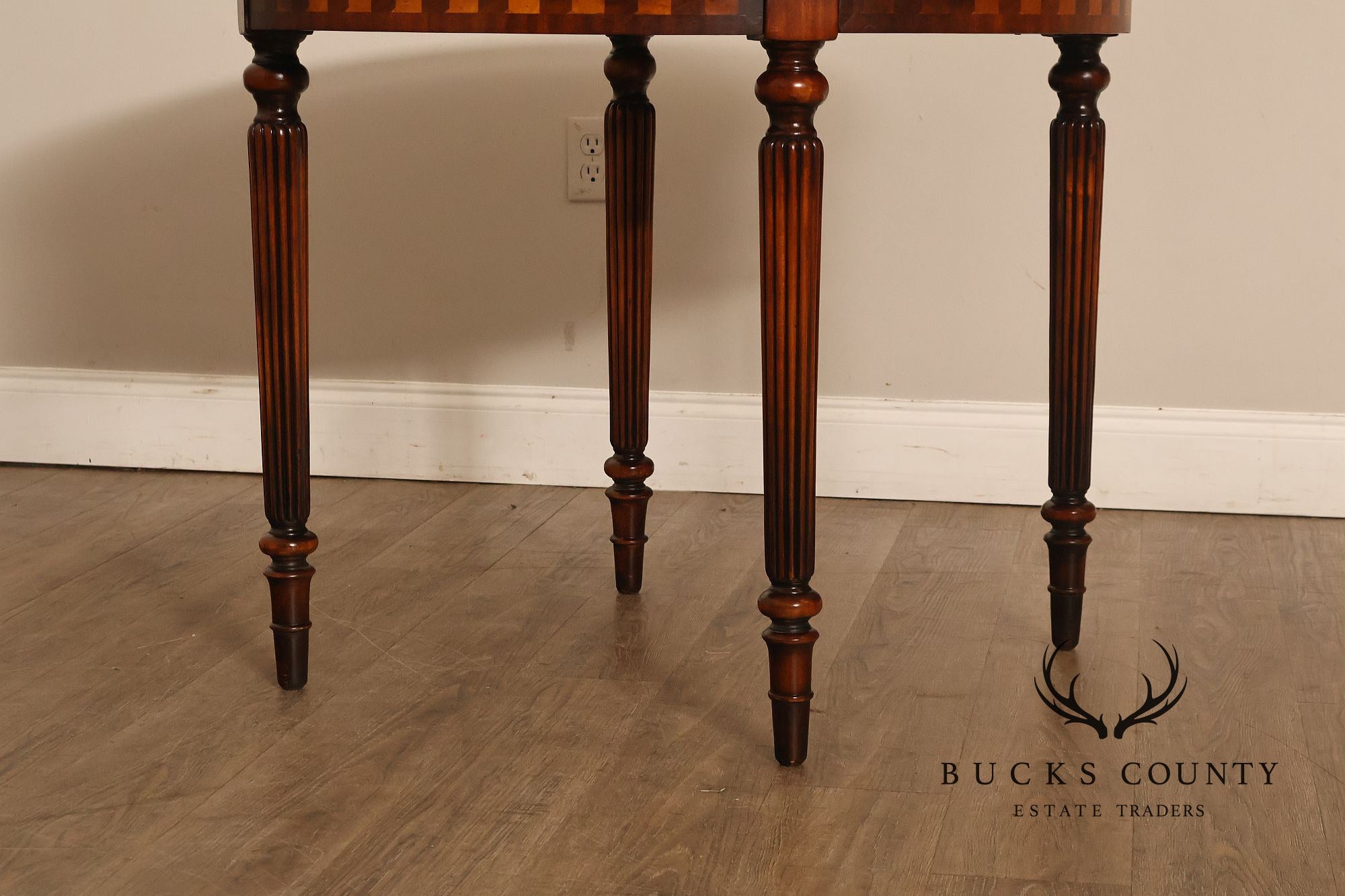 Maitland Smith Inlaid Demilune Console Games Table