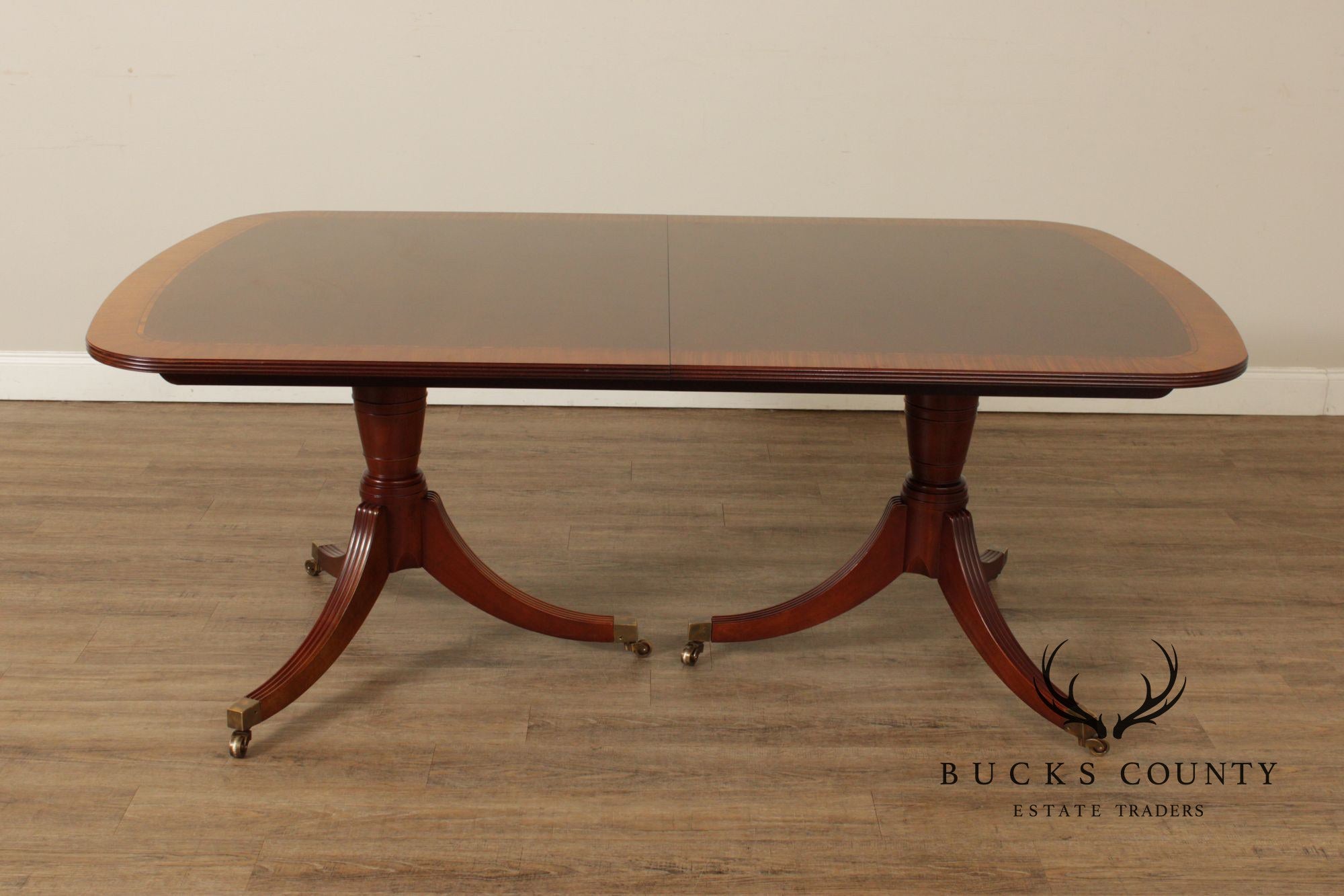 Baker Regency Style Mahogany Double Pedestal Dining Table