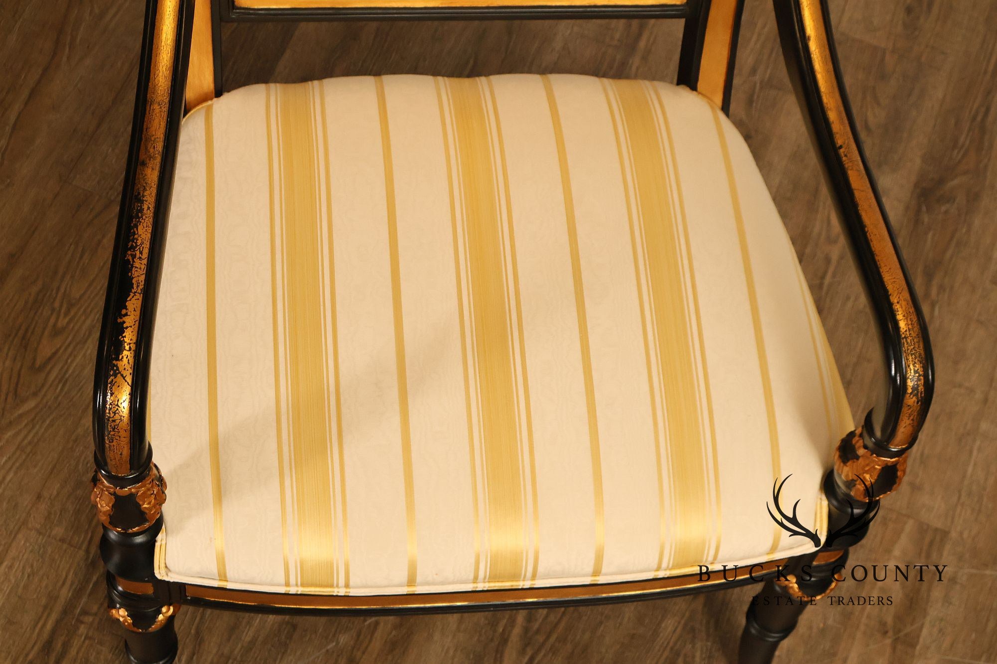 Ferguson Copeland Regency Style Pair of Ebonized Armchairs