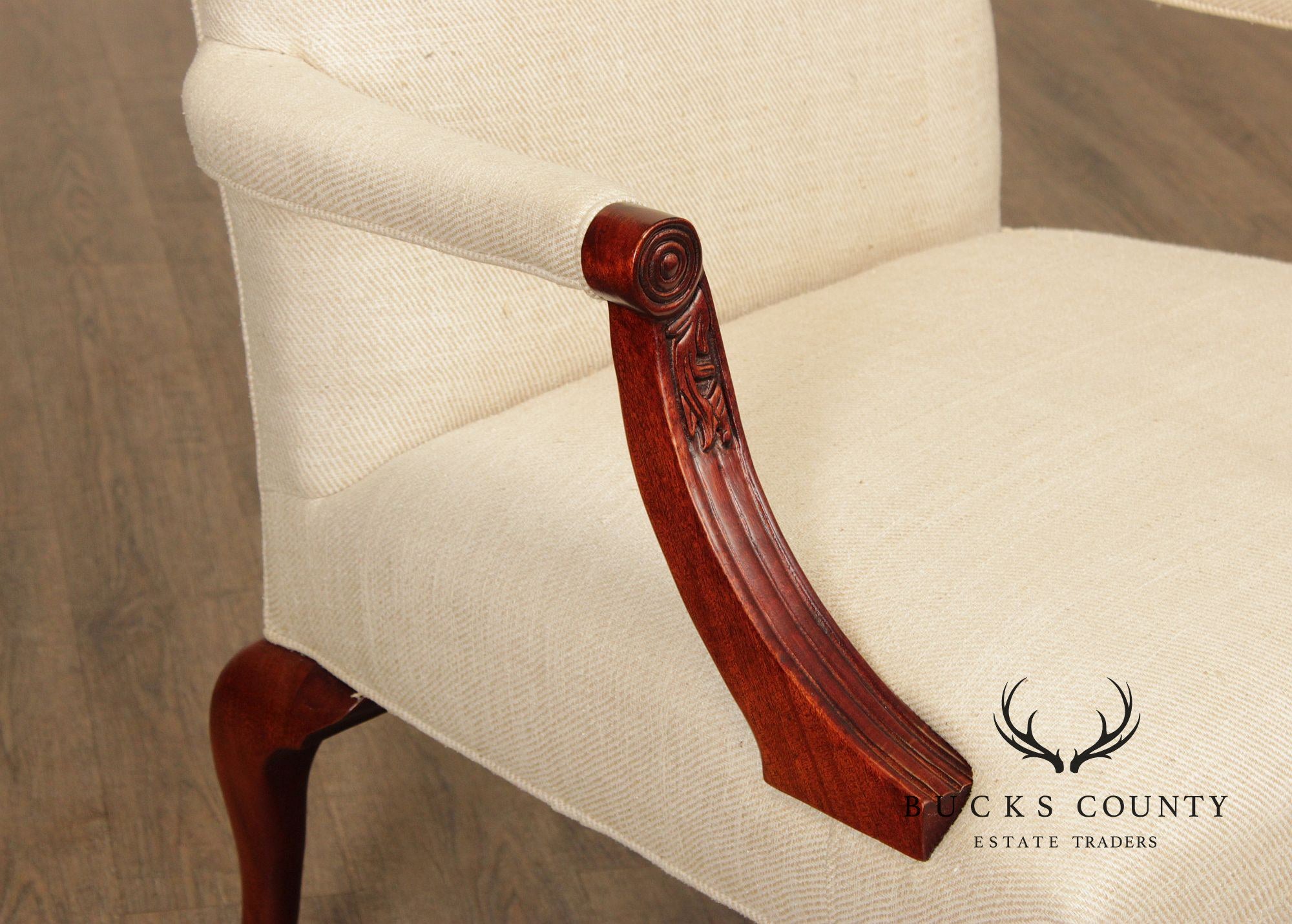 Georgian Style Mahogany Gainsborough Library Armchair