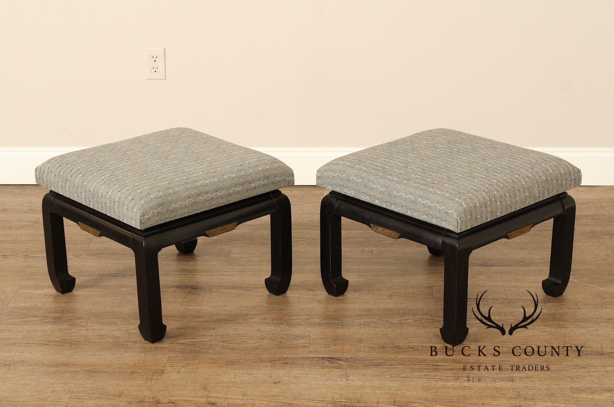 Ming Style Mid-Century Pair of Low Stools