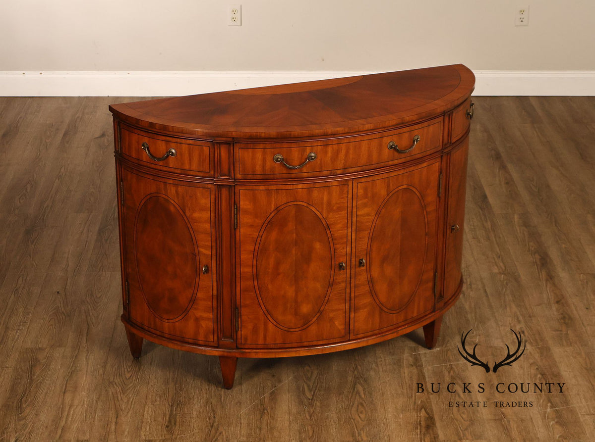 Ethan Allen Regency Style Inlaid Mahogany Demilune Console