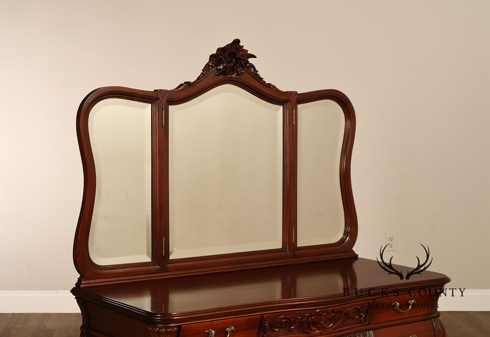 RJ Horner Antique Carved Mahogany Vanity With Mirror
