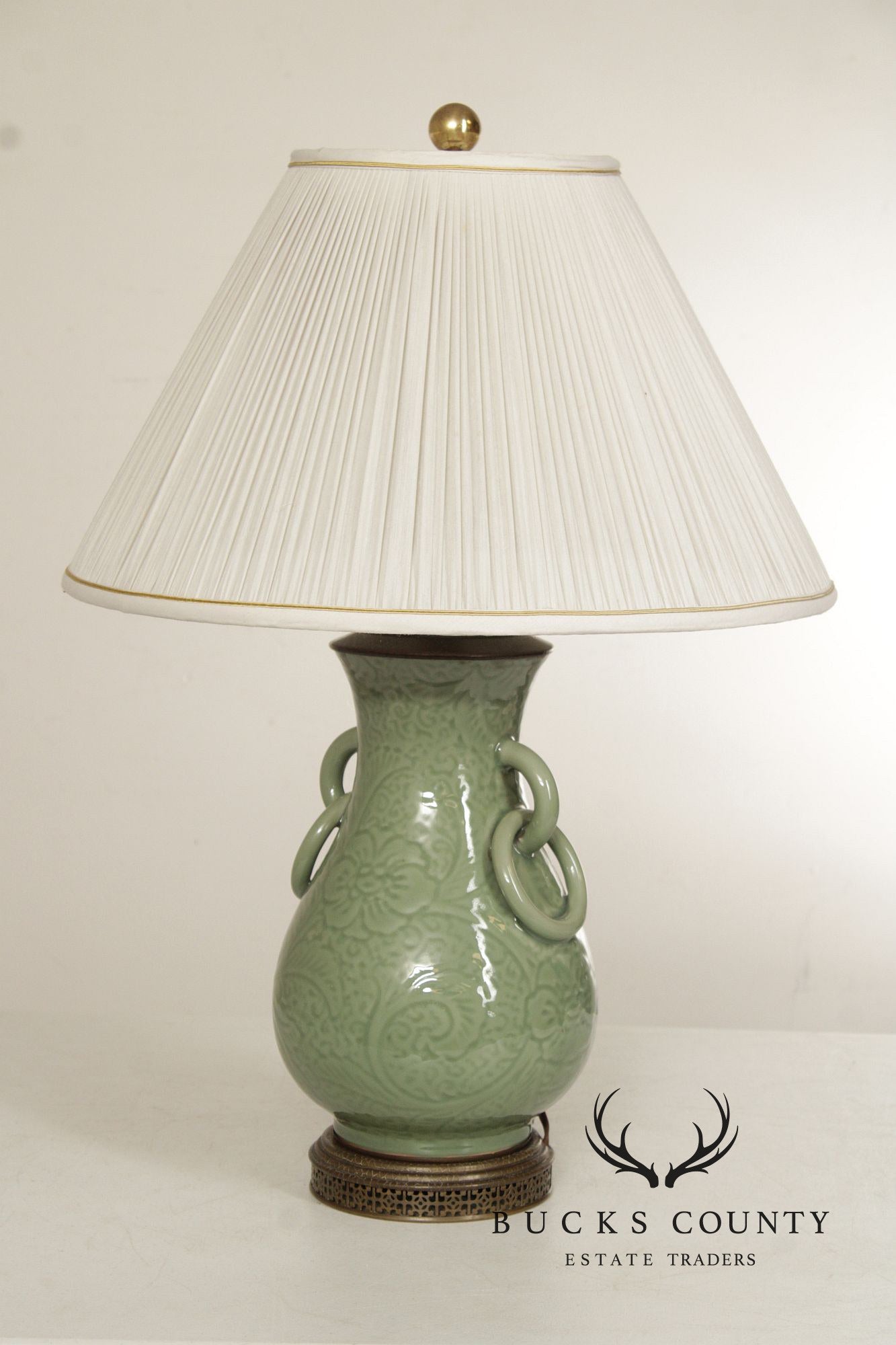 Asian Style Celadon Glazed Table Lamp