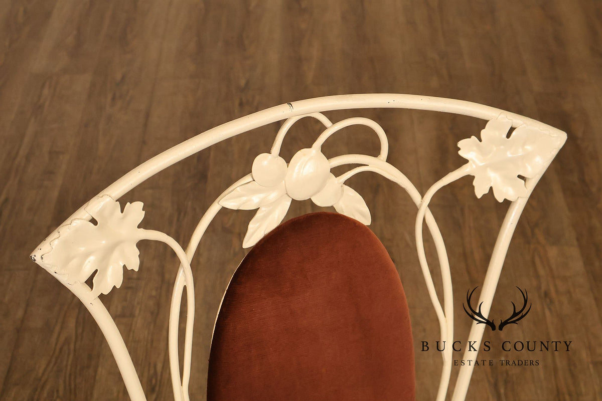 Salterini Mid Century Wrought Iron Fruit And Vine Set Of 6 Dining Chairs