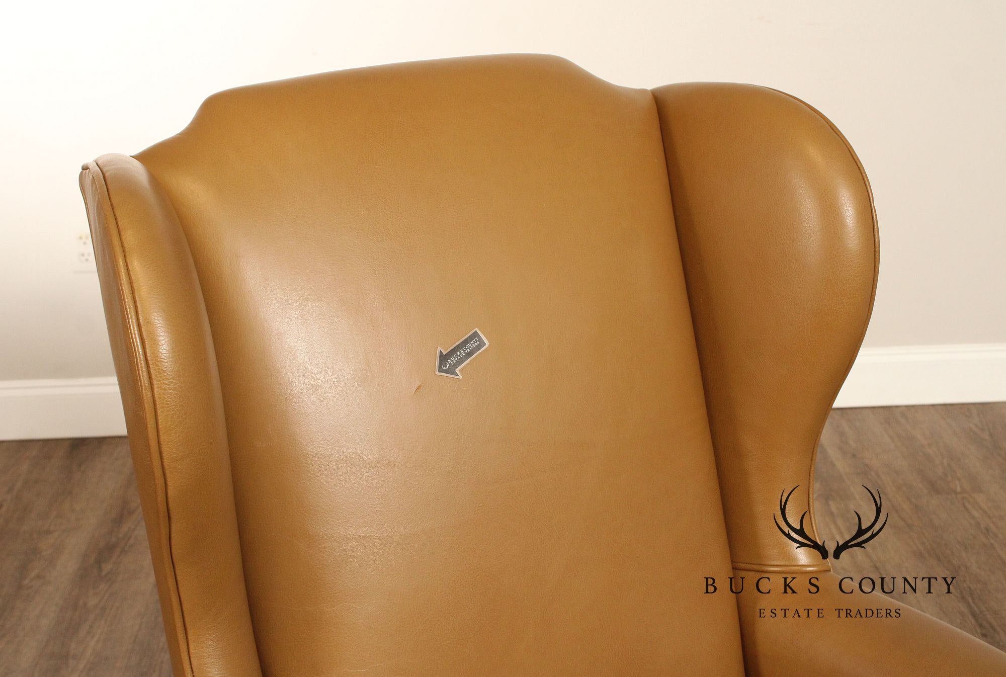 Dapha Chippendale Style Leather Wingback Chair and Ottoman