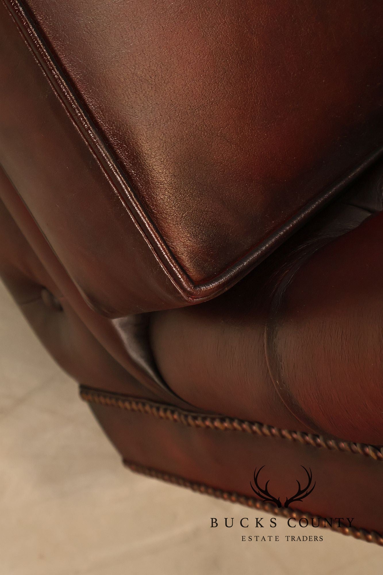 Chesterfield Style Pair of Oxford Red Leather Club Chairs
