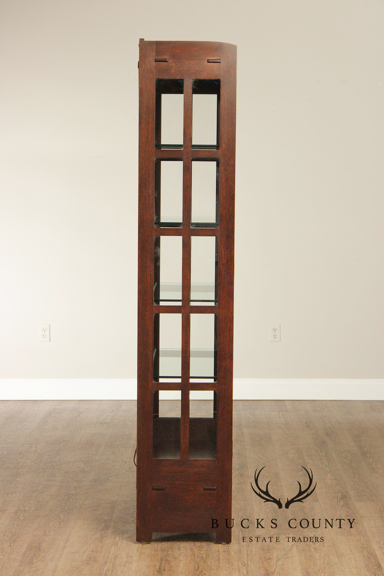 Stickley Mission Collection Oak Lighted Display Cabinet
