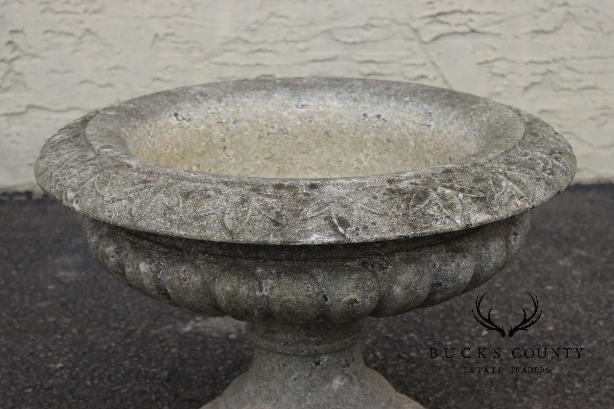 Cast Stone Vintage Pair Garden Urn Planters