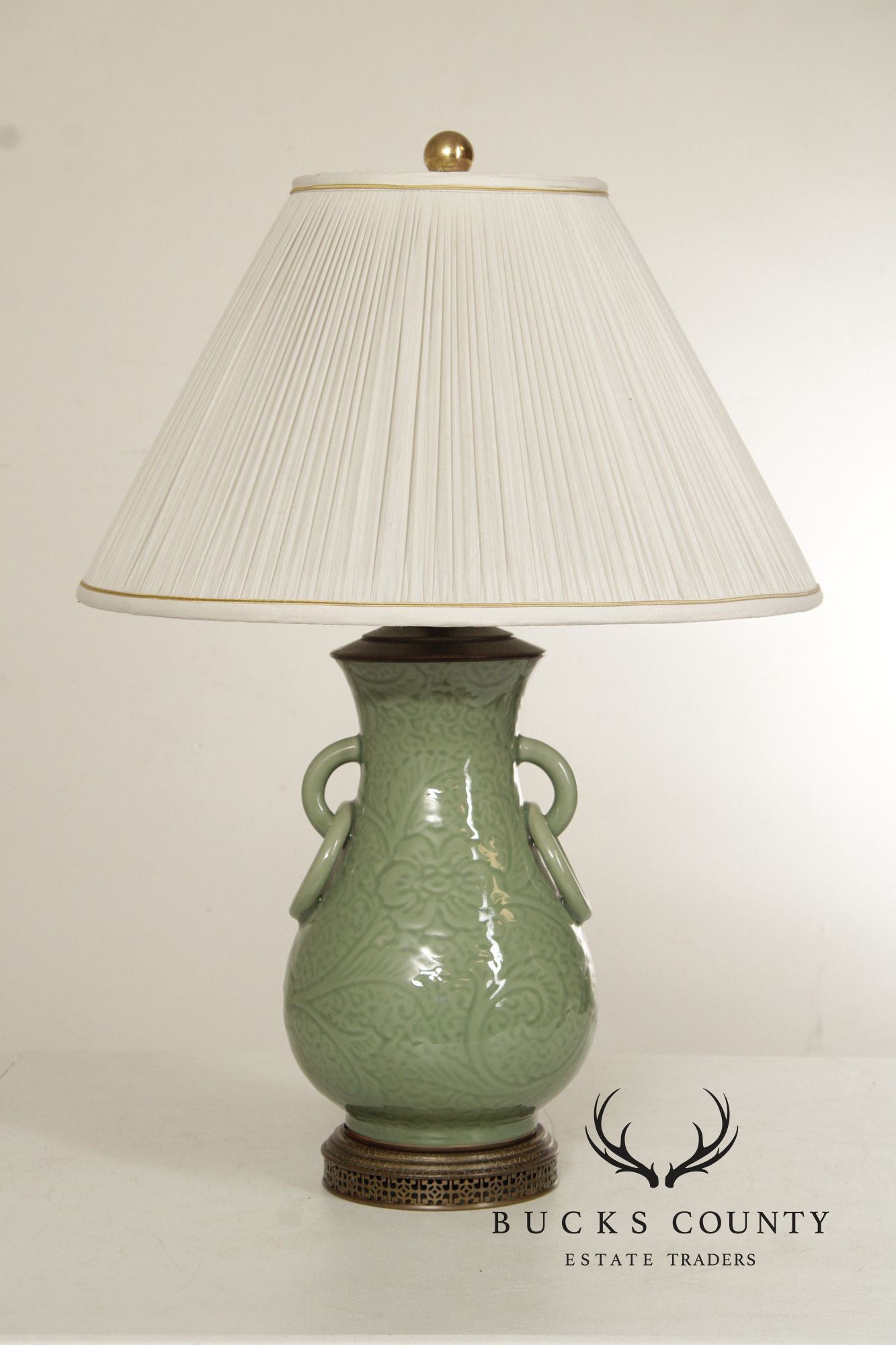 Asian Style Celadon Glazed Table Lamp