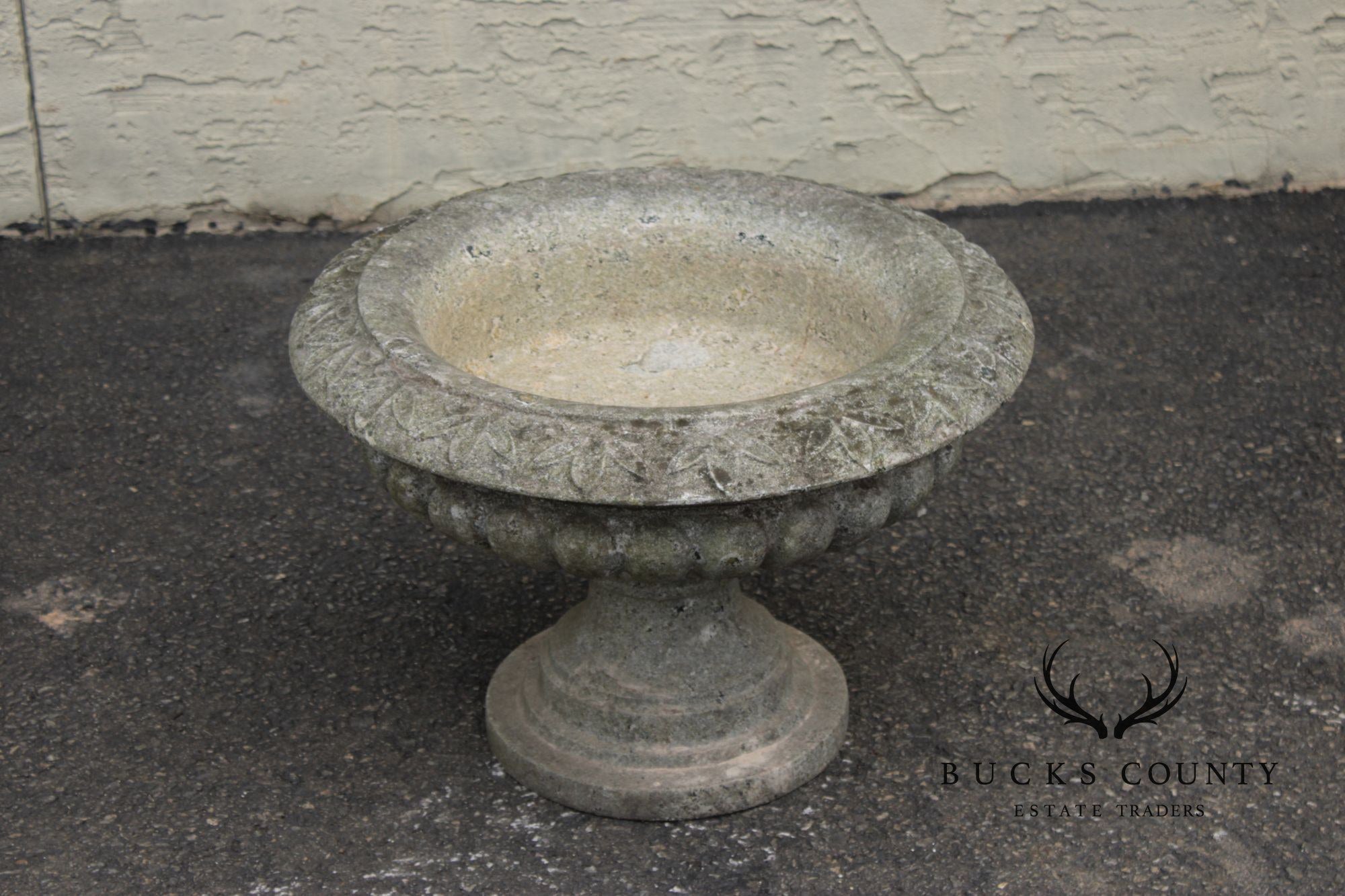 Cast Stone Vintage Pair Garden Urn Planters