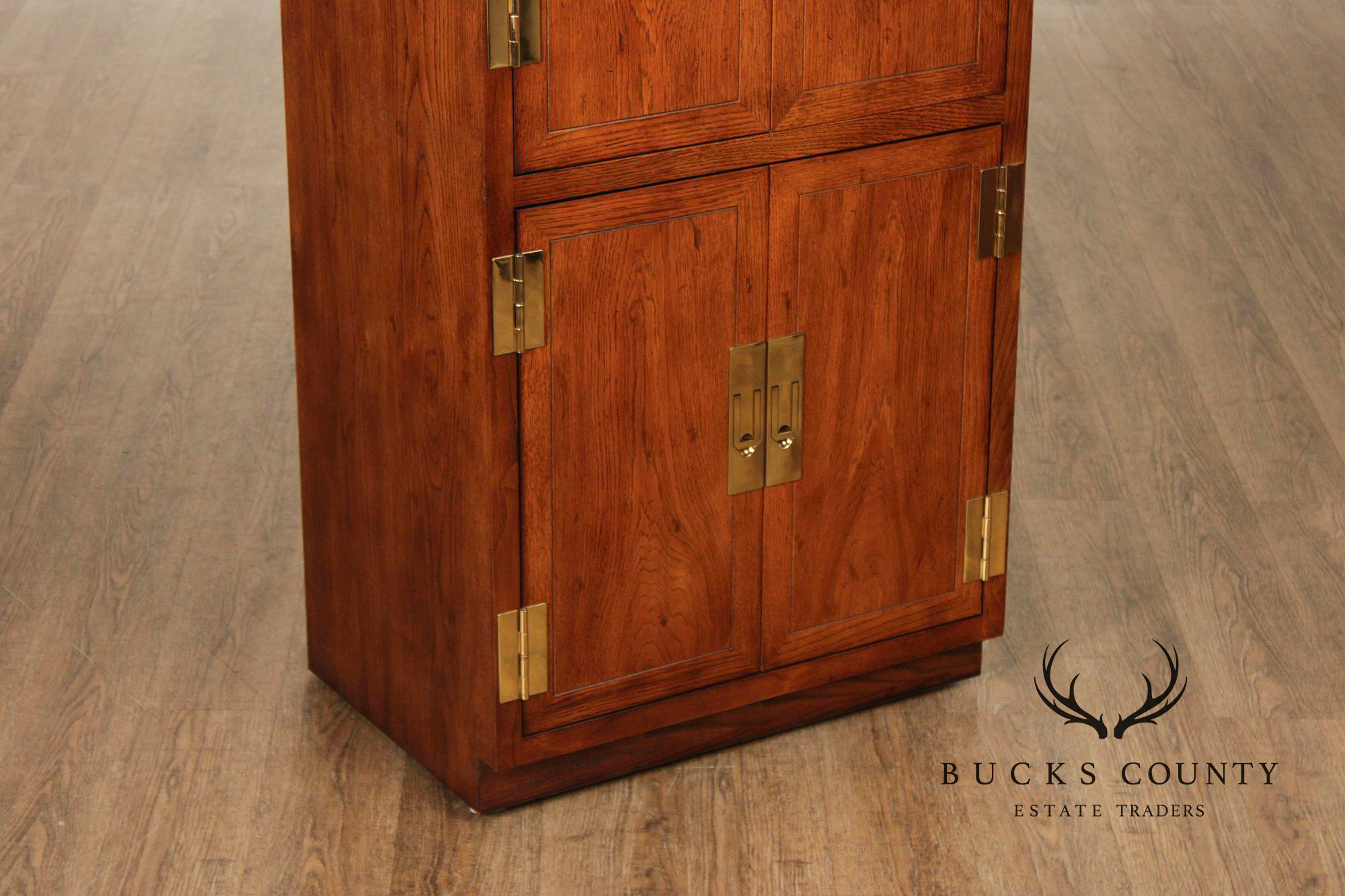 Henredon 'Scene One' Pair of Campaign Style Bedroom Armoire Cabinets