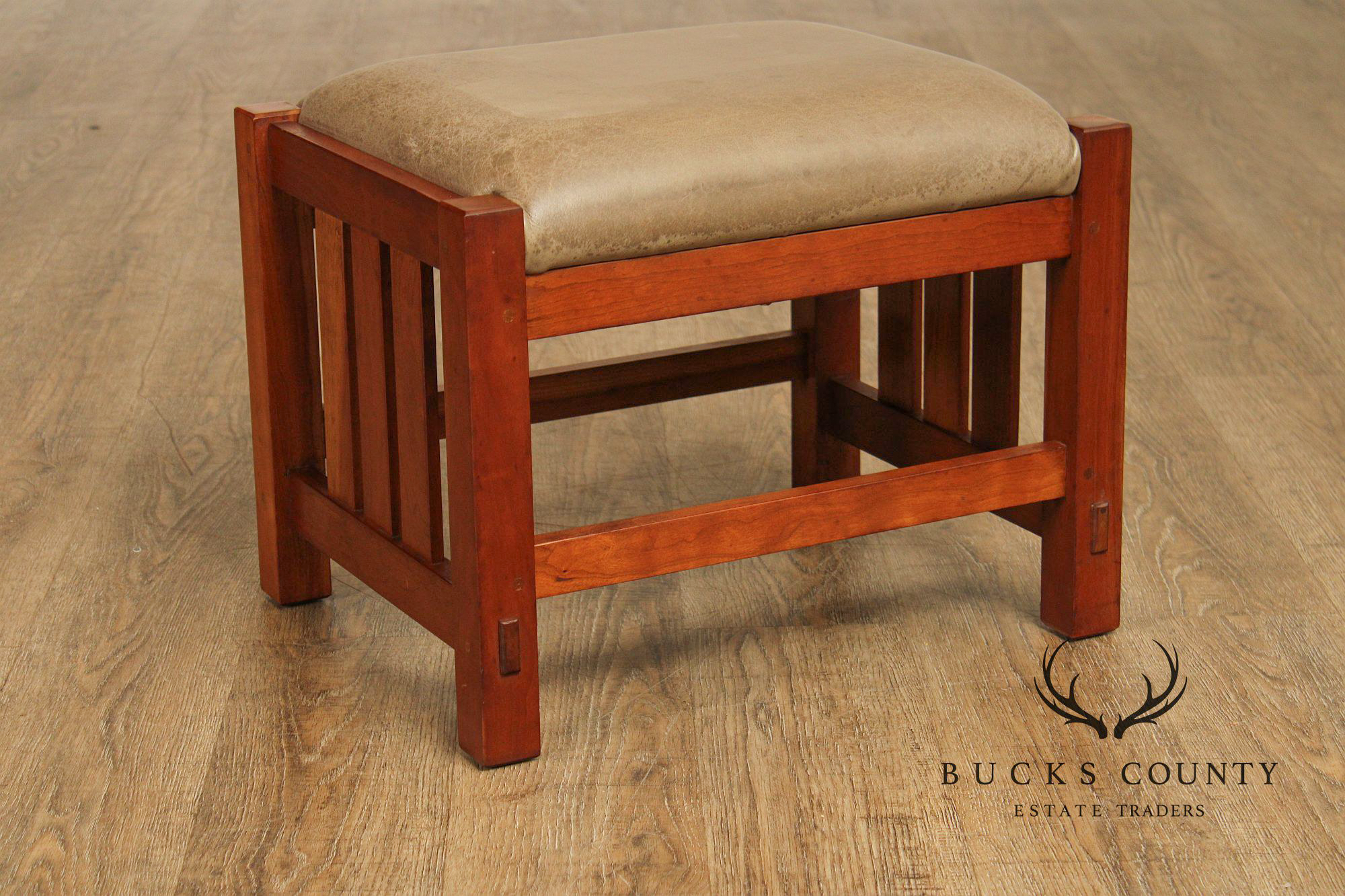 Stickley Mission Collection Cherry and Leather Footstool