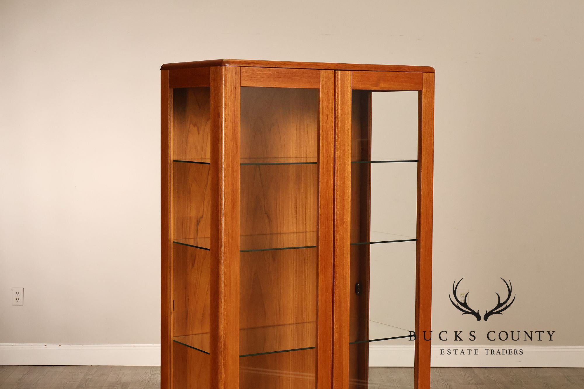 Danish Modern Teak And Glass Curio Display Cabinet