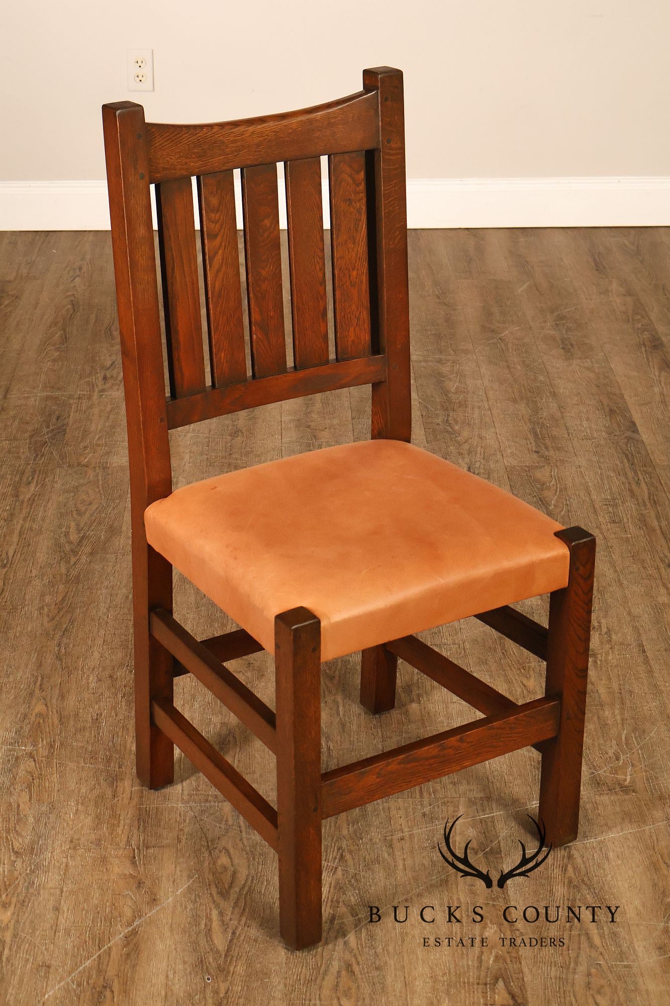 Mission Style Pair of Oak Side Dining Chairs