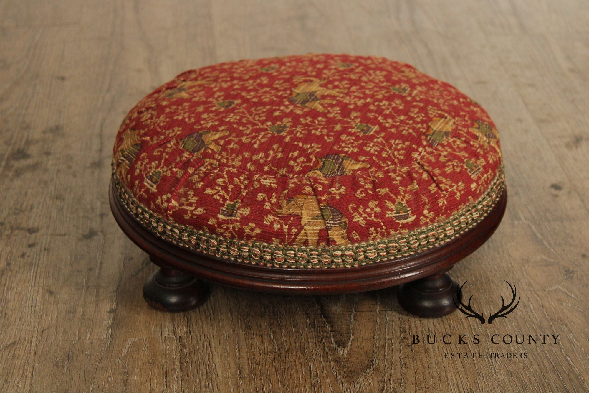 Antique Victorian Low Round Foot Stool