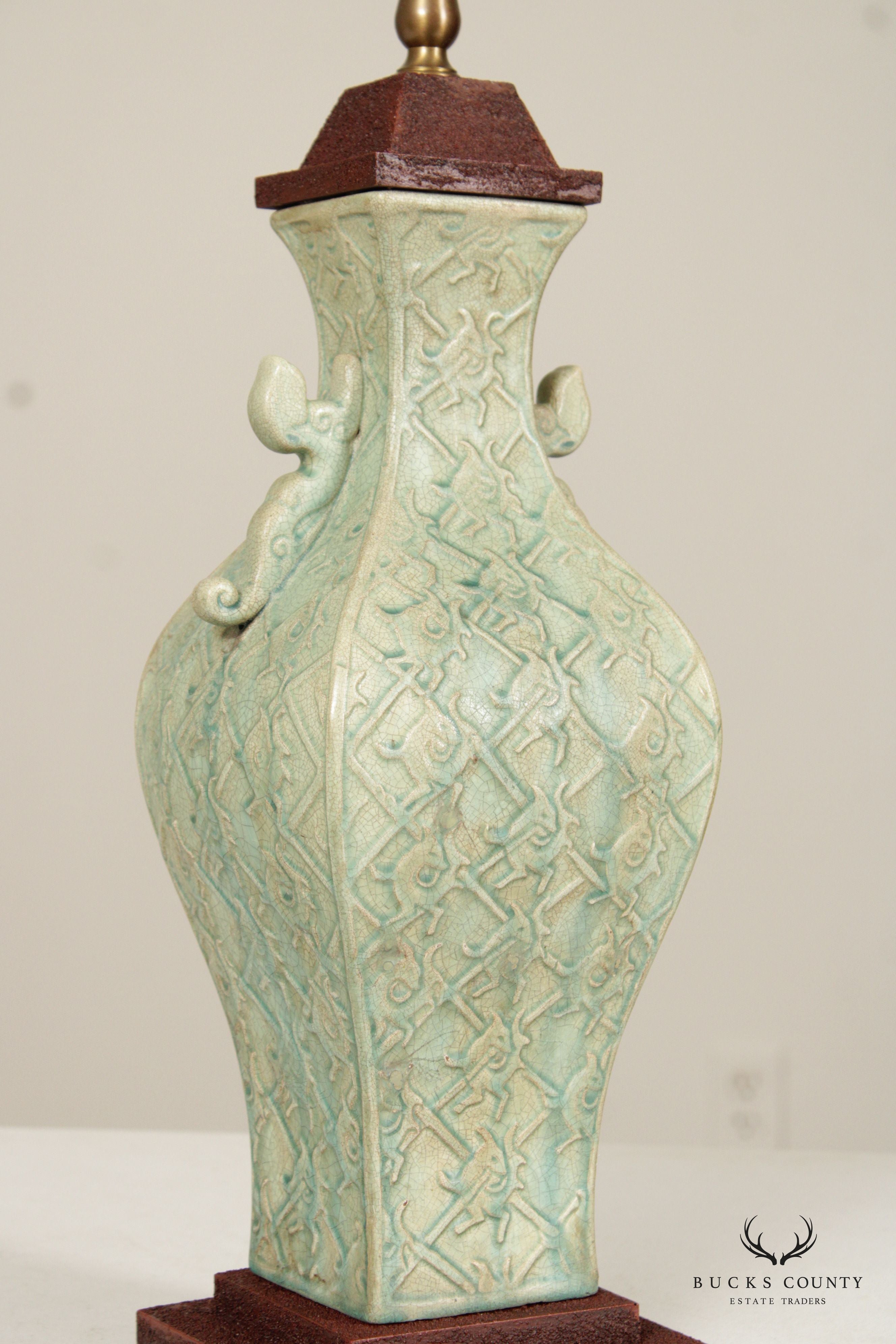 Bradburn Gallery Asian Style Celadon Porcelain Table Lamp