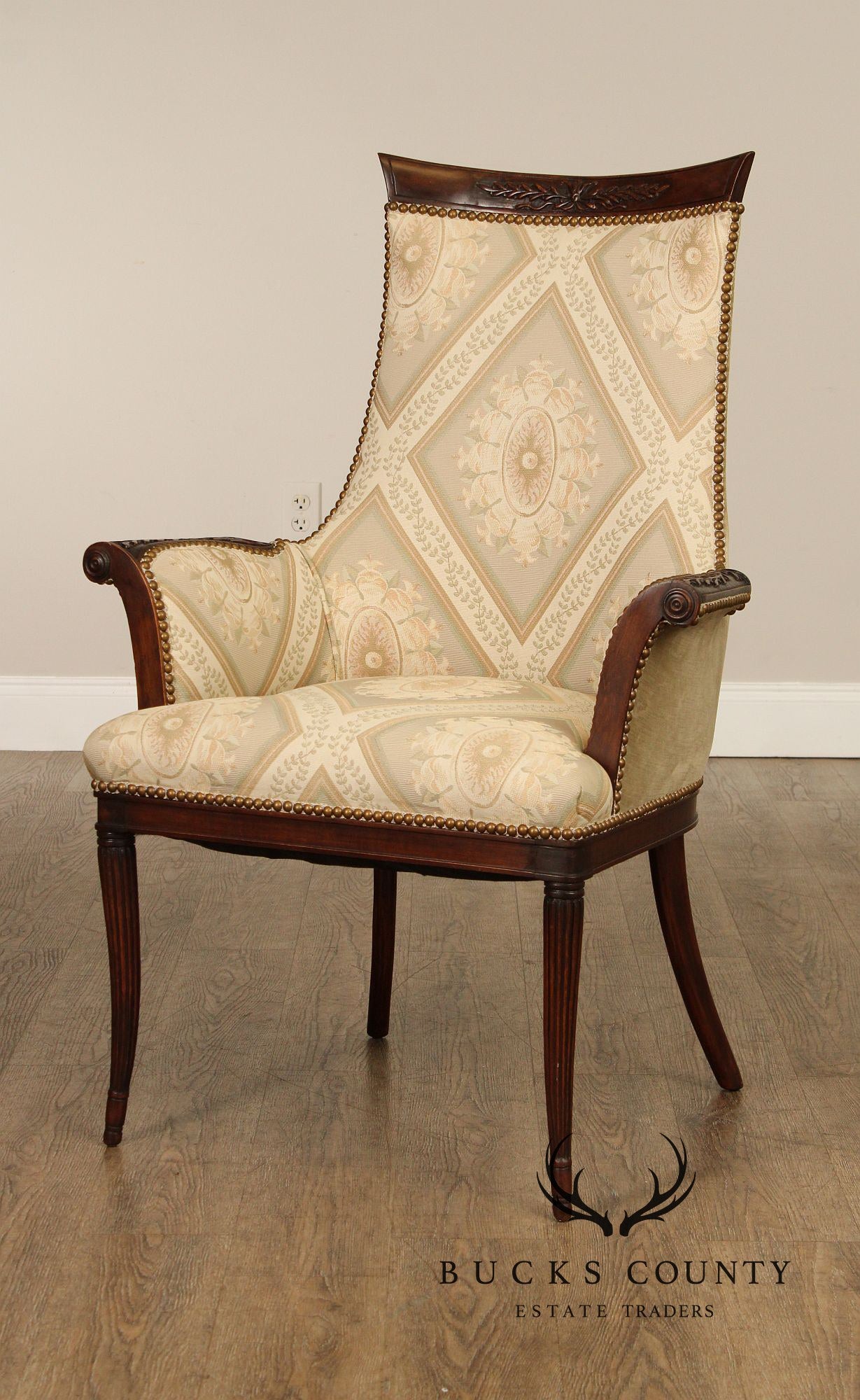 Grosfeld House Regency Style Pair of Mahogany Fireside Chairs
