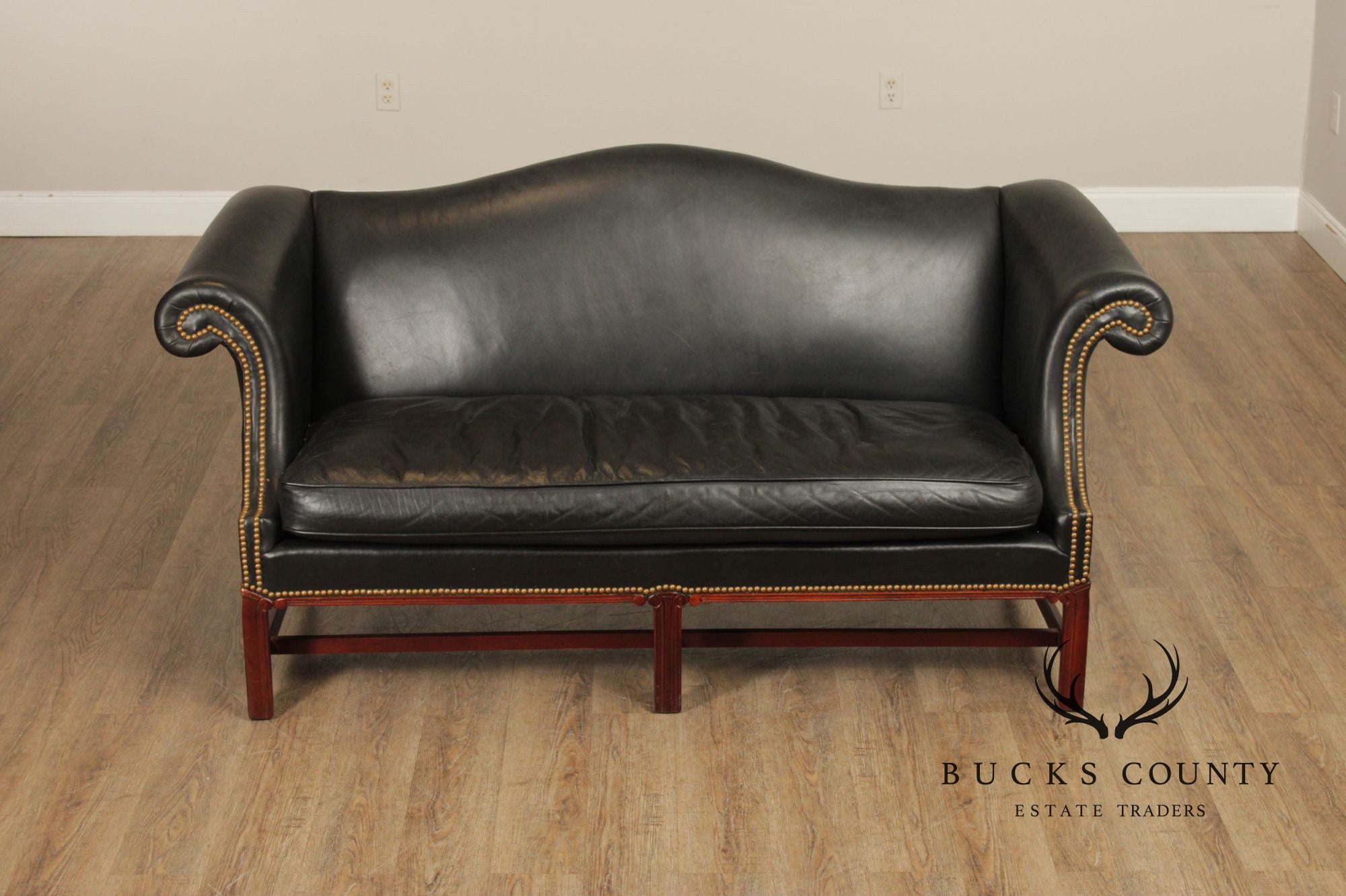 Hickory Chair Chippendale Style Mahogany and Leather Sofa
